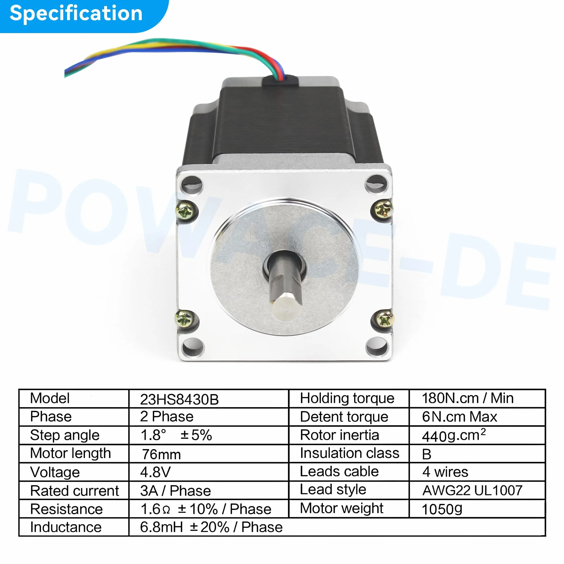 RATTMMOTOR Motor paso a paso Nema 23, motor paso a paso de doble eje de 4 hilos, 3 A, 1,8 Nm (270 oz.in) 2 fases, 1,8 grados, 57 x 57 x 76 mm, 4 cables para impresora 3D/fresadora CNC (23HS8430B)