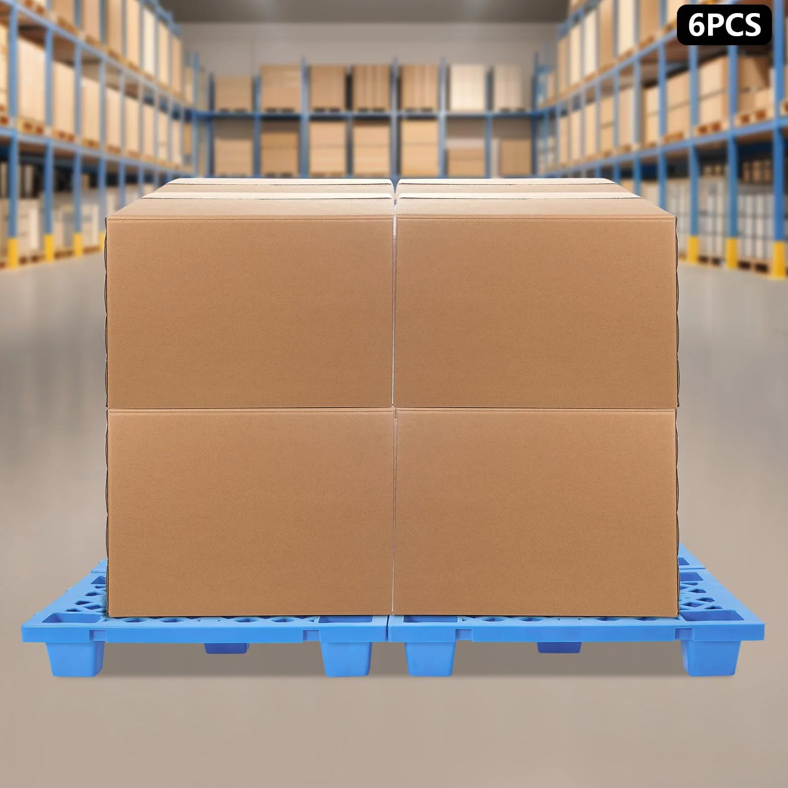 Palets Plastico, 6 Paletas de PláStico, Paletas de Almacenamiento Entrelazadas para Almacenes, FáBricas, Centros LogíSticos, Instalaciones de Almacenamiento (Azul)