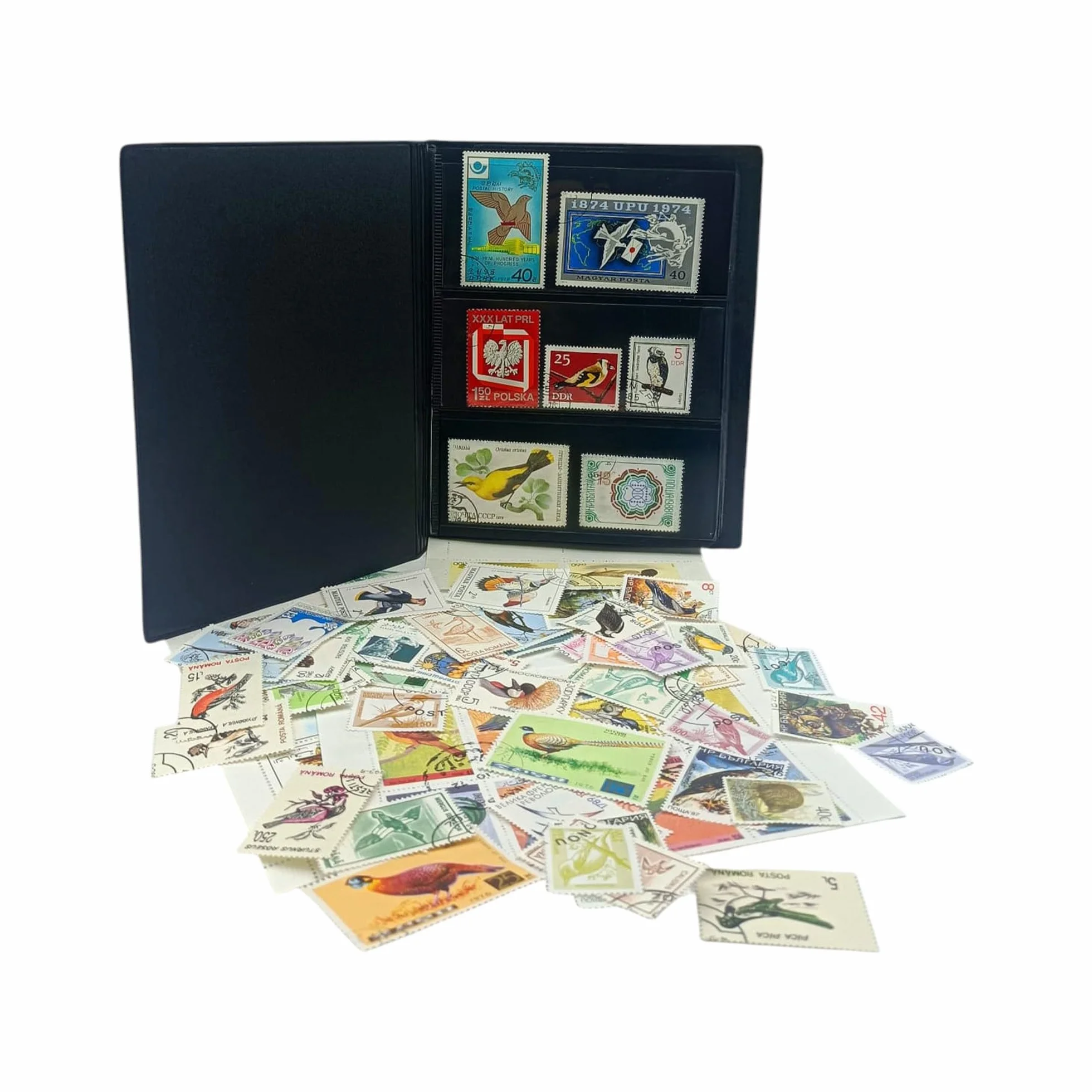 IMPACTO COLECCIONABLES Colección de 100 Sellos de Aves con Álbum 14 x 18 x 1 cm