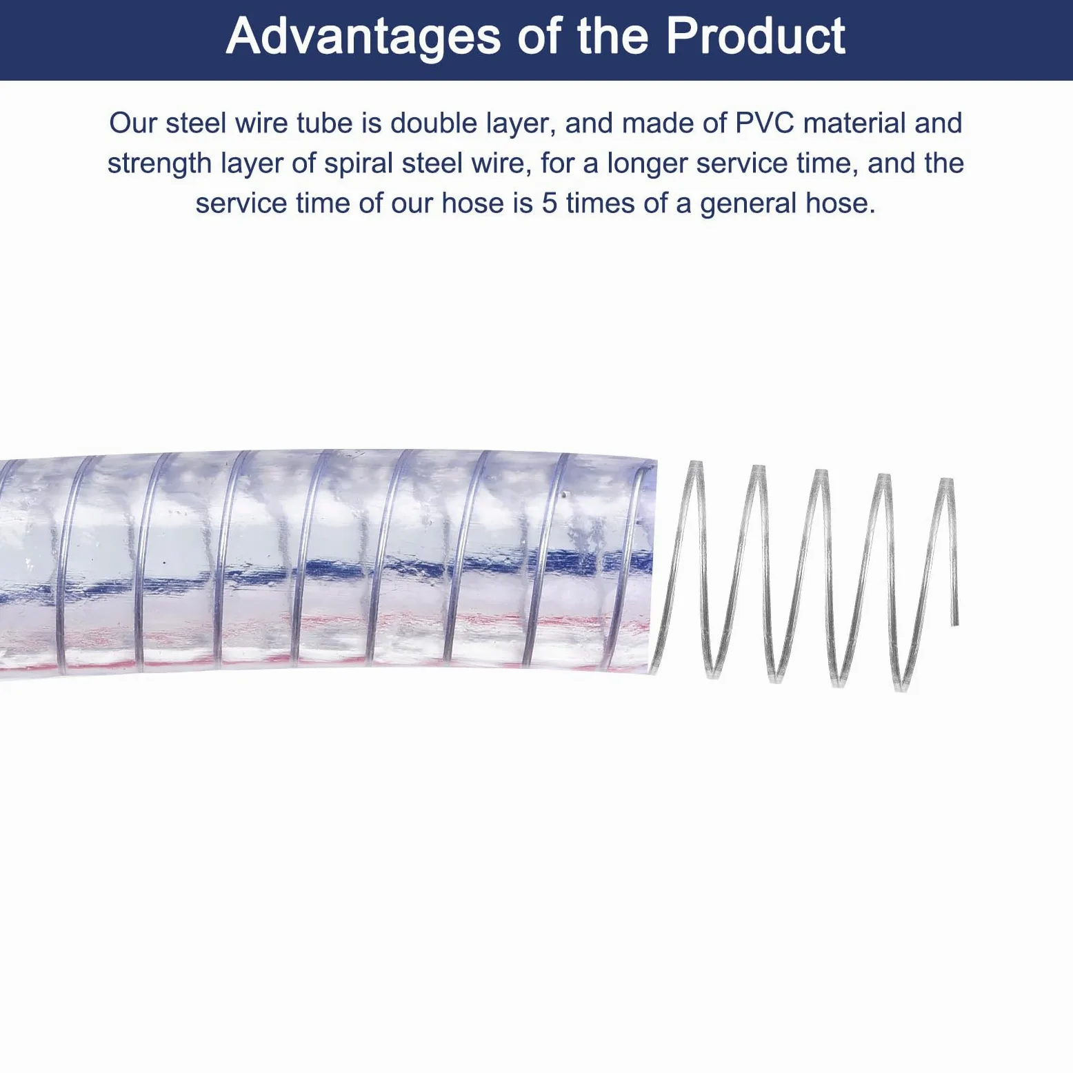 QUARKZMAN 3/4" ID x 25 Pies PVC Tubo Acero Alambre Reforzado Tubo Flexible Vinilo Manguera Tubería Transparente Succión Productos químicos Resistente Grueso Tubo