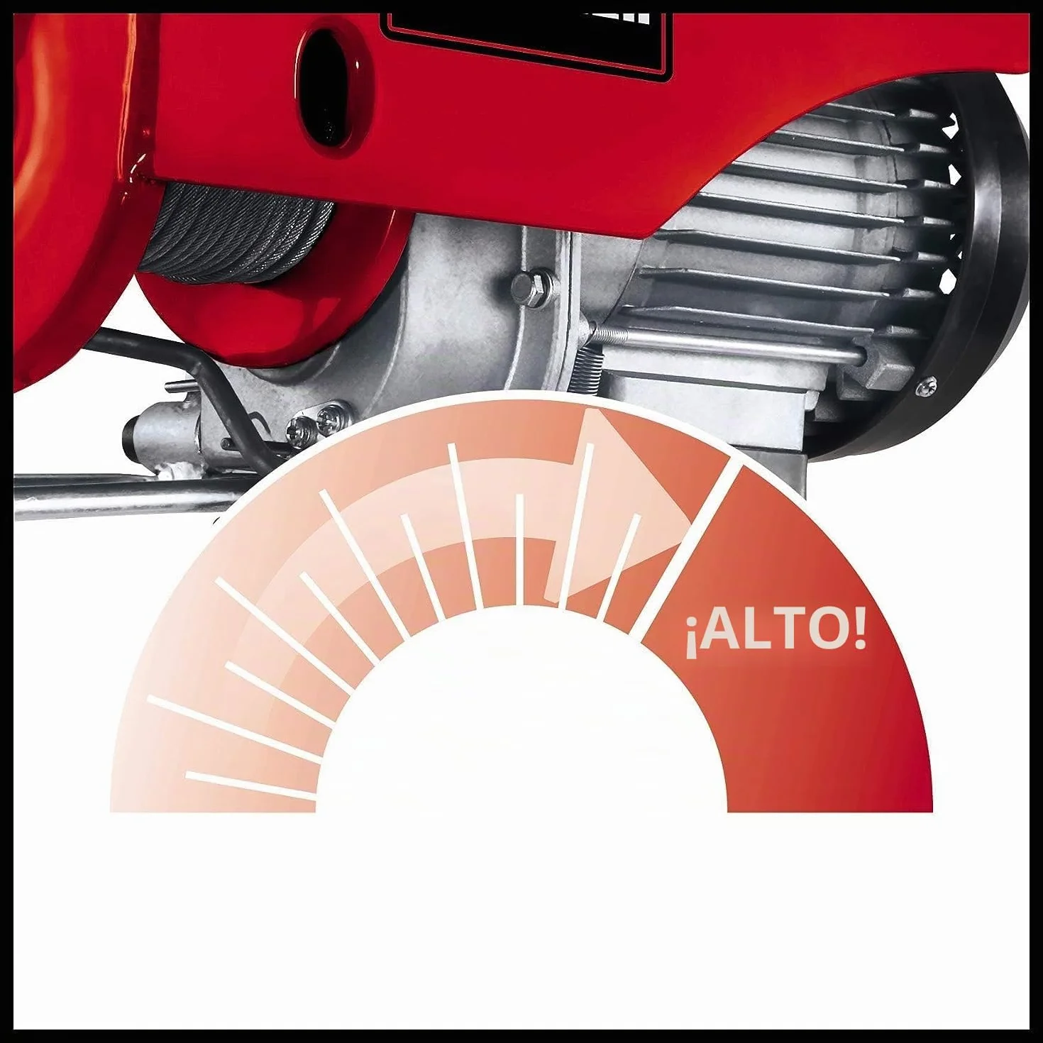 Einhell Polipasto eléctrico - TC-EH 250, 450 W, parada de emergencia e interruptor termostático, Cable de alambre sin torsión de 12 m, rodillo guía con gancho de carga y cierre de seguridad, Rojo