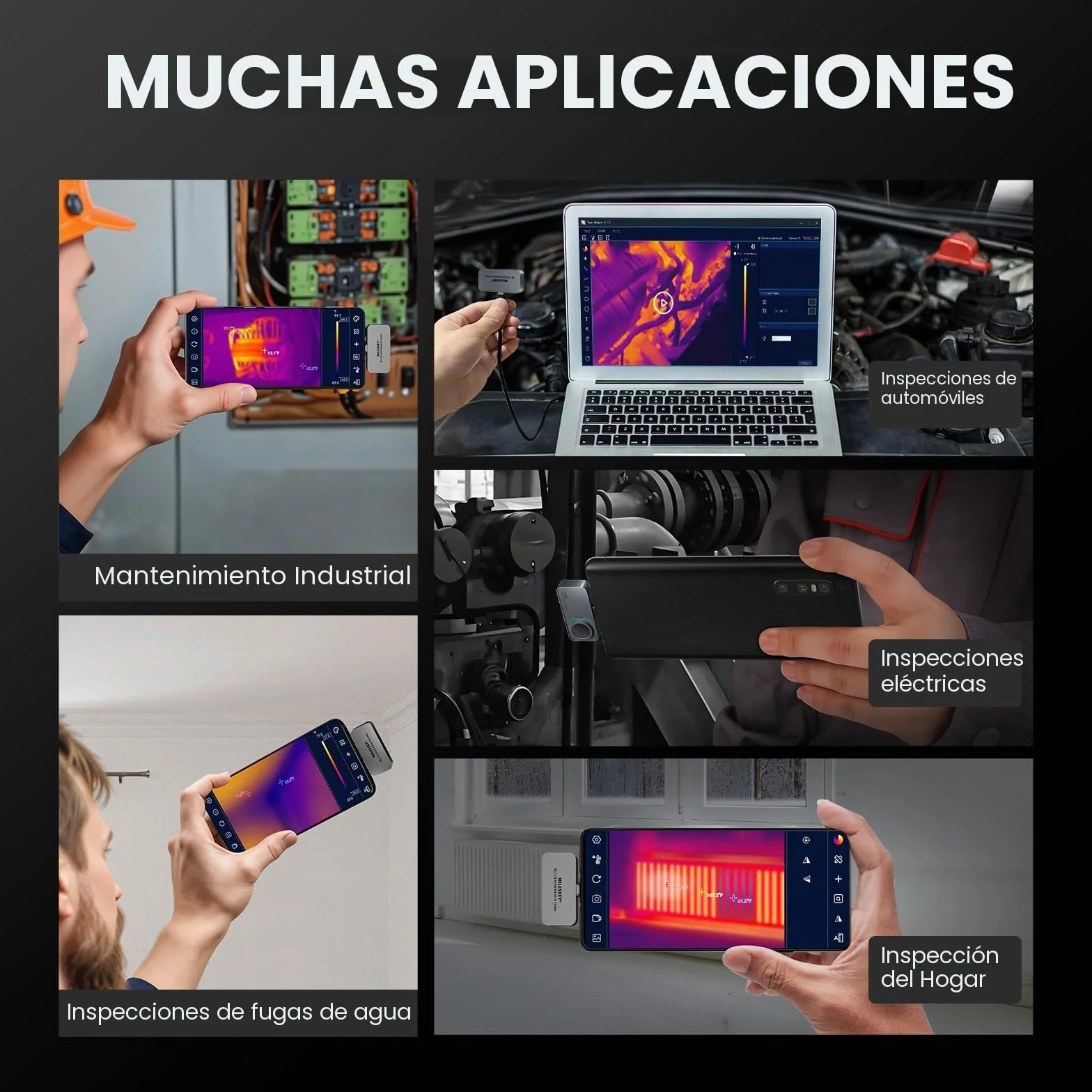 Mileseey TR256i Cámara Térmica para Android Tipo C, Carcasa Metálica de 20G, Rango de Medición de -15°C a 600°C, Resolución De 25 Hz, 256 x 192, 3 Mediciones de Calor y 11 Paletas