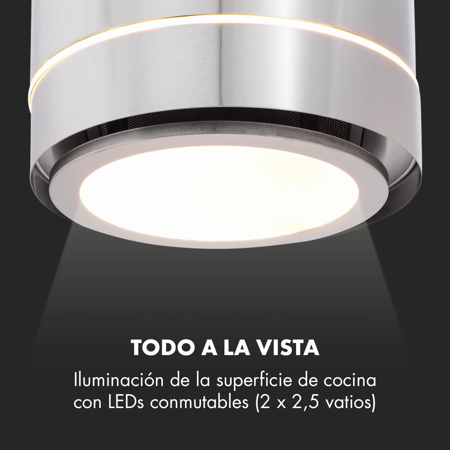 Klarstein Campana Isla Extractor Cocina 540m³/h Temporizador 3 Modos Filtros Carbón Activo