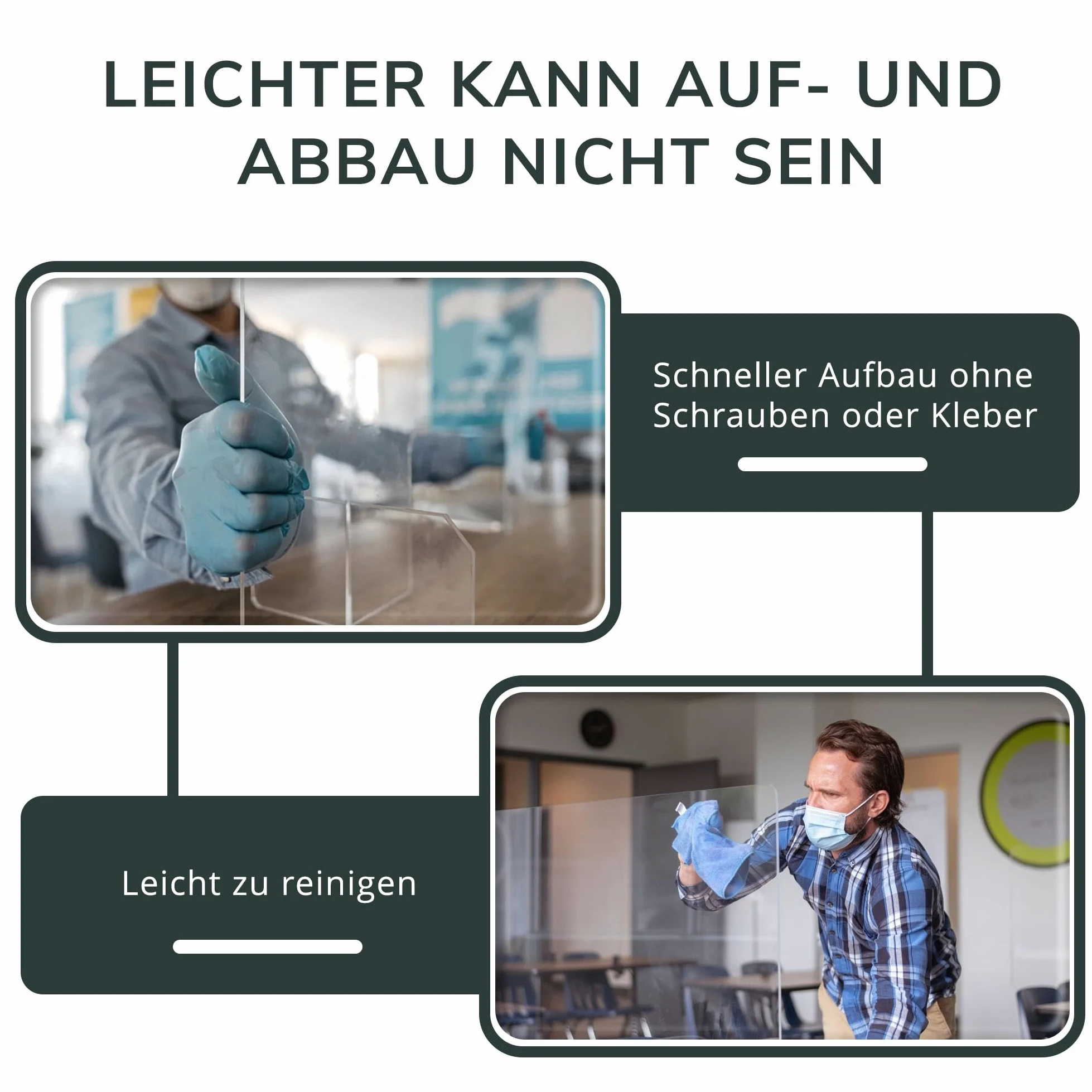 A + H plásticos Holzhäuser TOS – Tipo 1 100 cm de longitud – para gastronomía de petg – Mostrador modular y pasteles de vitrina (Cristal Transparente), Stärke 6mm