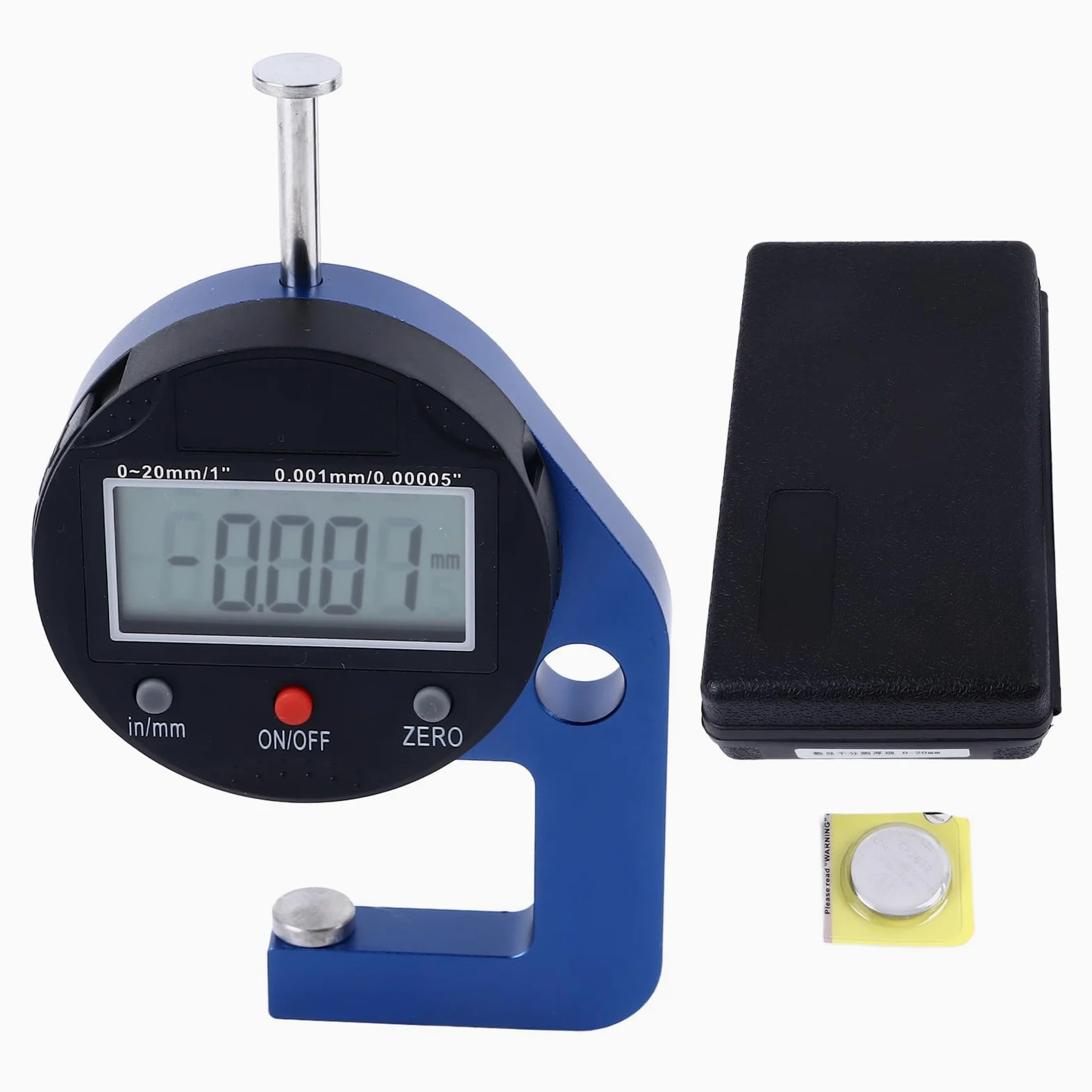 Medidor de espesor digital 0-20 mm Alta precisión Resolución de 0,001 mm Medidor de espesor de aleación de aluminio Herramienta de medición para procesamiento mecánico Uso