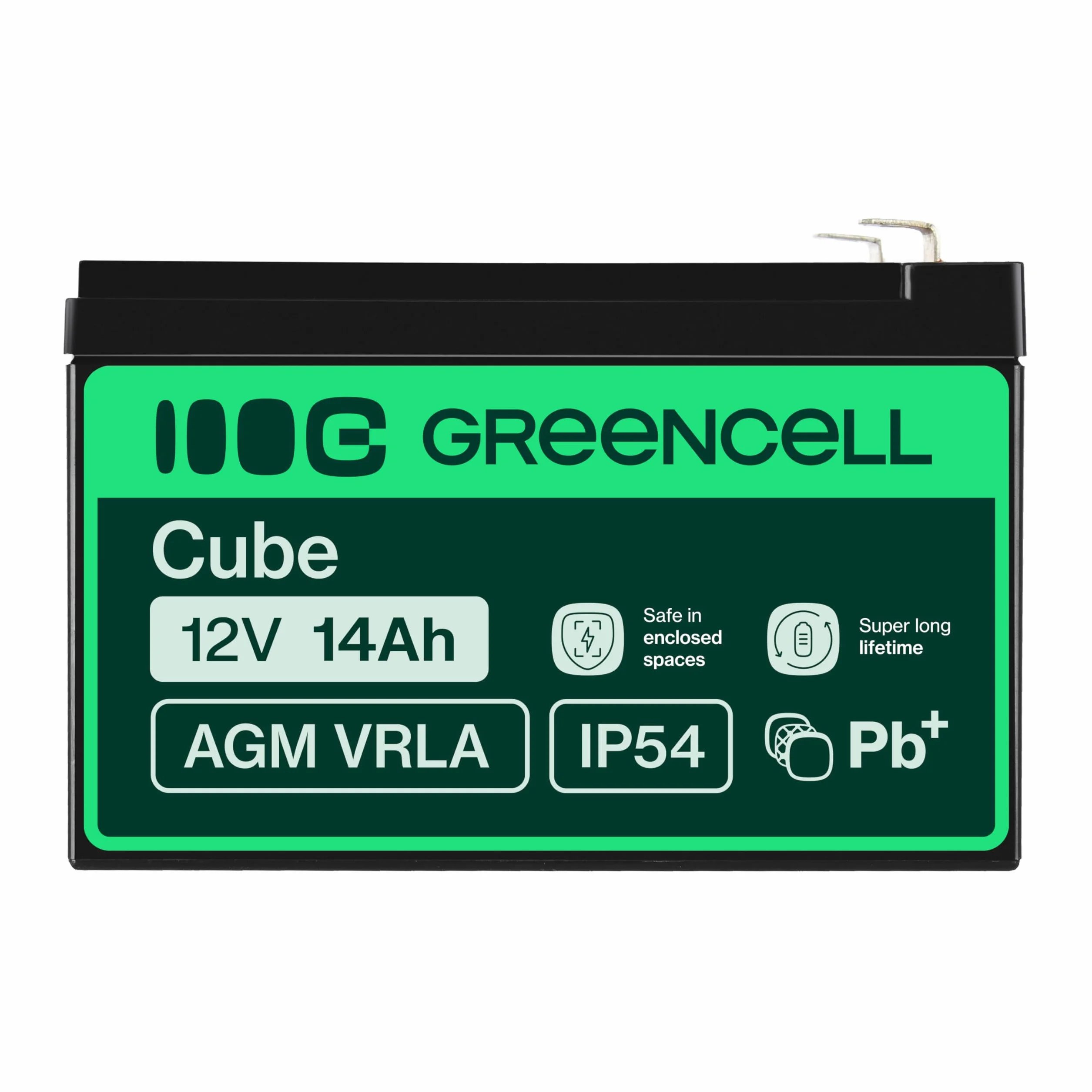 Green Cell AGM08 Batería de Plomo VRLA 12V 14Ah, Gel, Ciclo Profundo, Negro