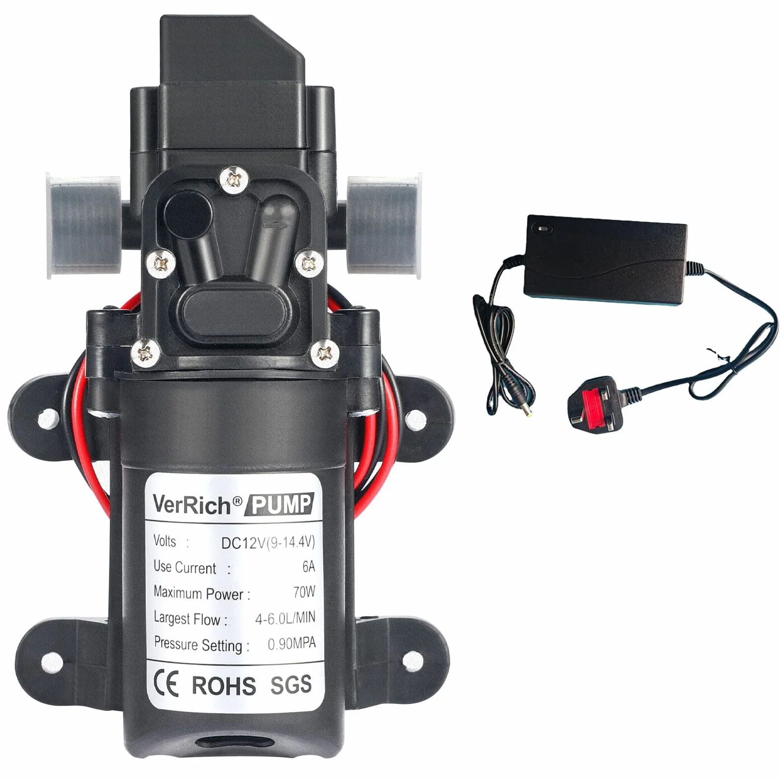 VerRich G1/2 pulgadas 20 mm 12 V bomba de diafragma de alta presión para grifo de agua autocaravana