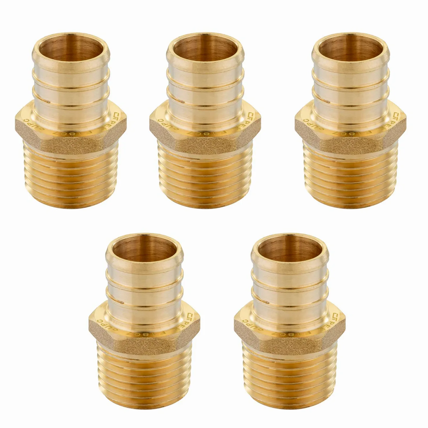 EFIELD PEX - Adaptador macho NPT de 1 pulgada x 1 pulgada (sin plomo), 5 piezas (5 unidades)