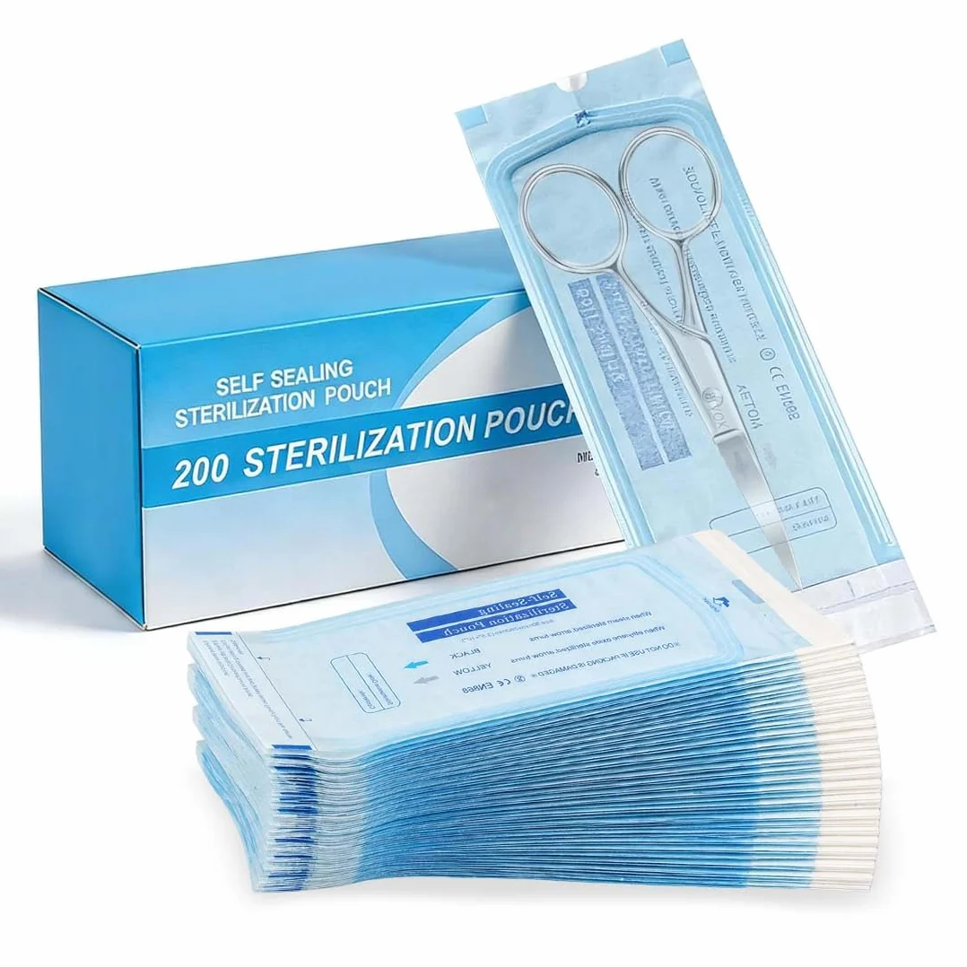 Bolsas De Esterilizacion Autoadhesivas 57*130Mm Para Autoclave Al Vapor Papel De Grado Medico