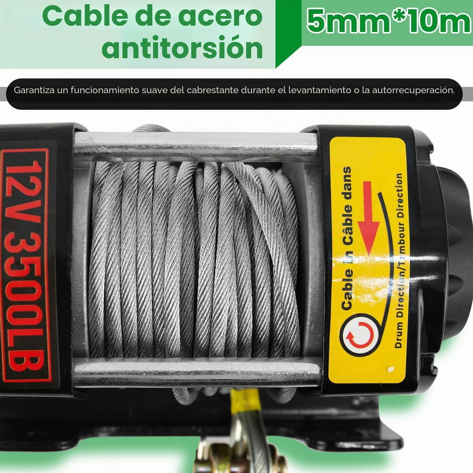 Cabrestante Eléctrico 3500lb/1588kg, Cabrestante Eléctrico 12V con Control Remoto Inalámbrico y Manual, Motor de Cobre Impermeable Ideal para el Auto Recupero de Vehículos Todoterreno Ligeros