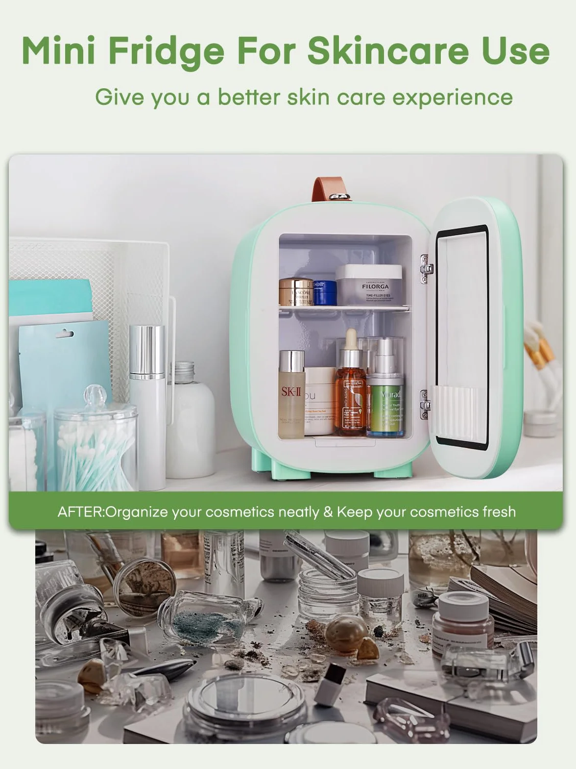 FOHERE Mini Nevera 5 Litros 6 Latas CA+CC Silencioso Portátil Enfriar Calentar Verde