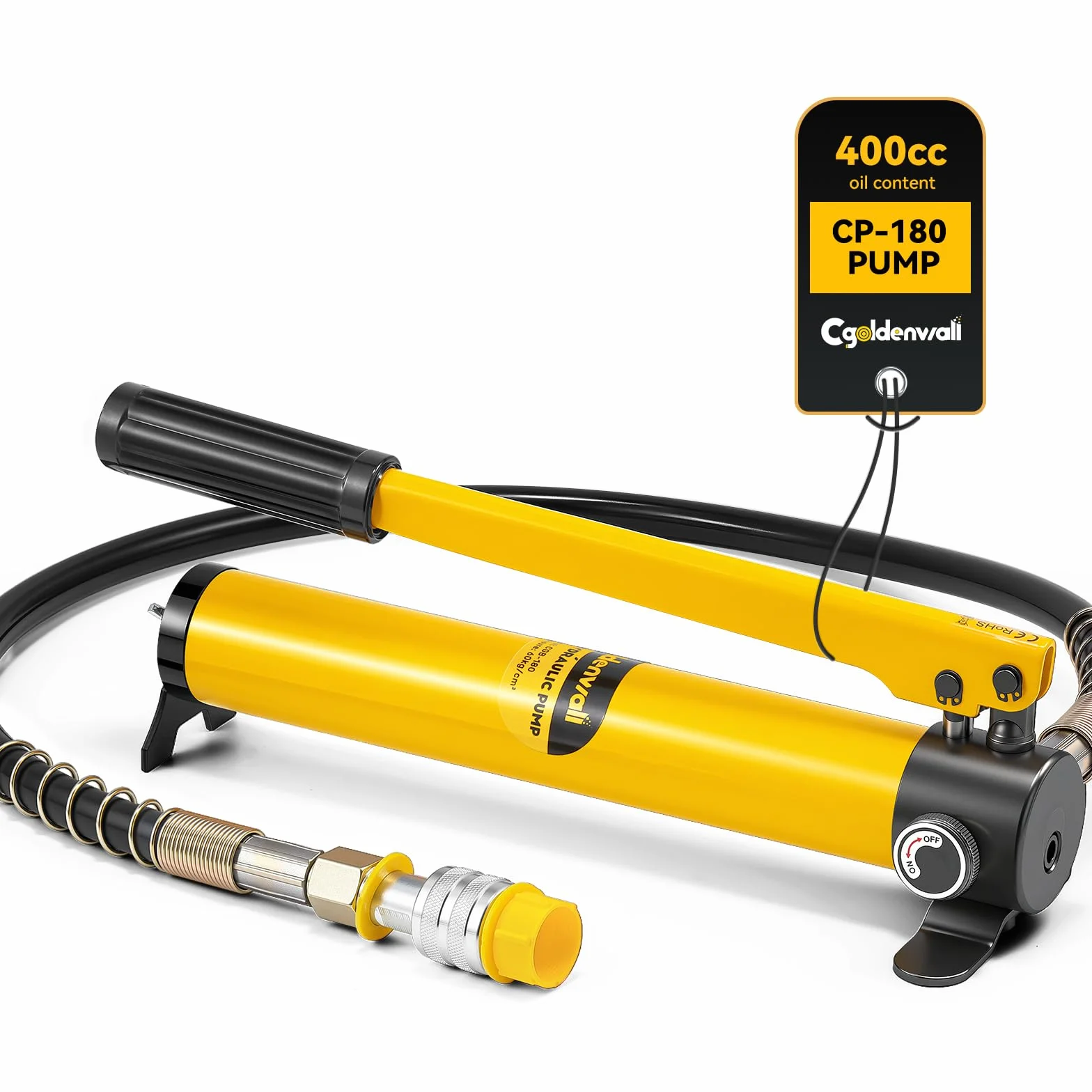 CGOLDENWALL CP-180 Bomba Hidraulica Manual, con Manguera de 0,8m, Alta Presión 60kg/cm², Capacidad de Aceite 400cc, para Herramienta Hidraulica