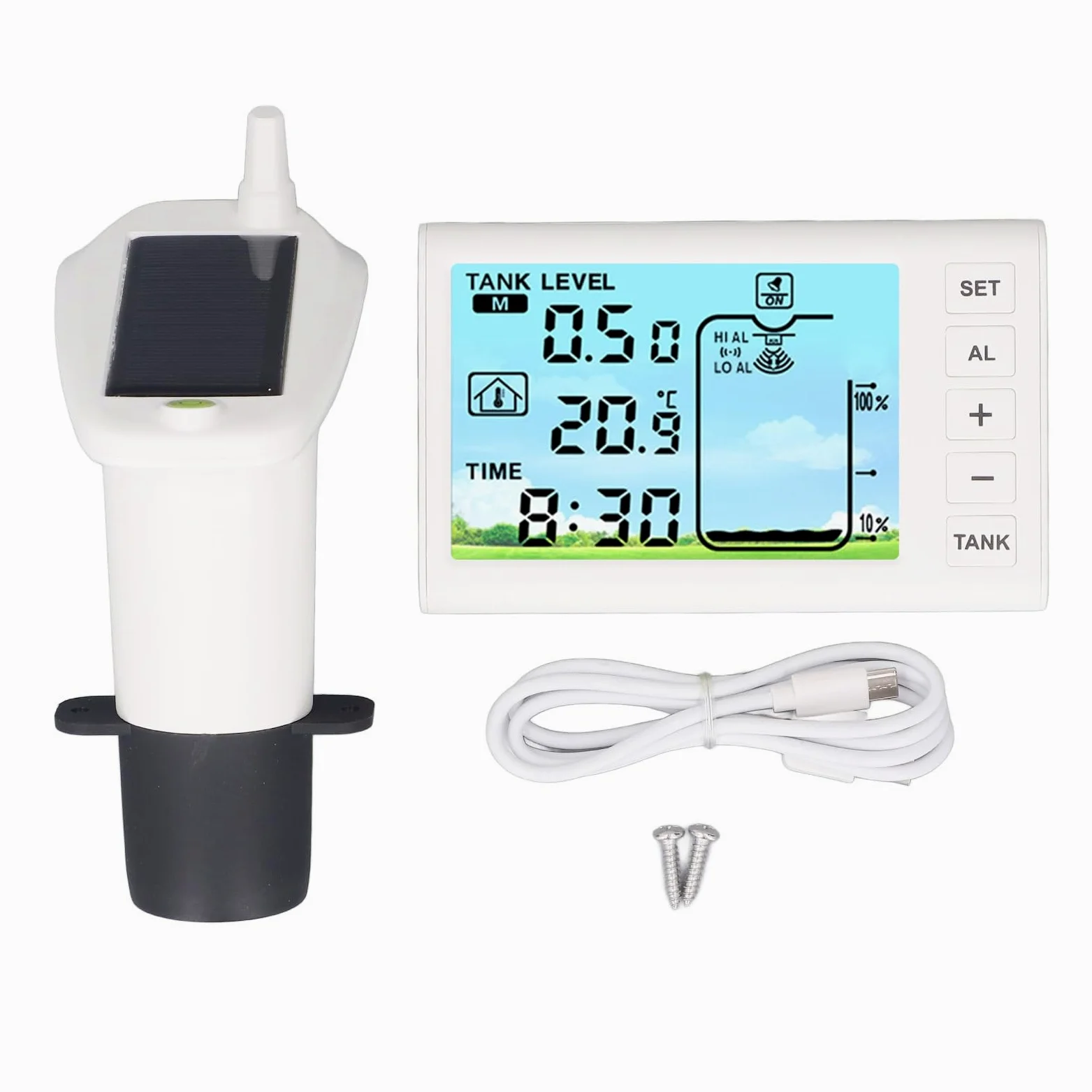 Haofy Sensor Ultrasónico de Nivel de Líquido del Tanque Medidor de Agua Inalámbrico con Monitoreo de de Temperatura - Transmisor Impermeable IP65 - Transmisión Inalámbrica de 100 M para Jardín