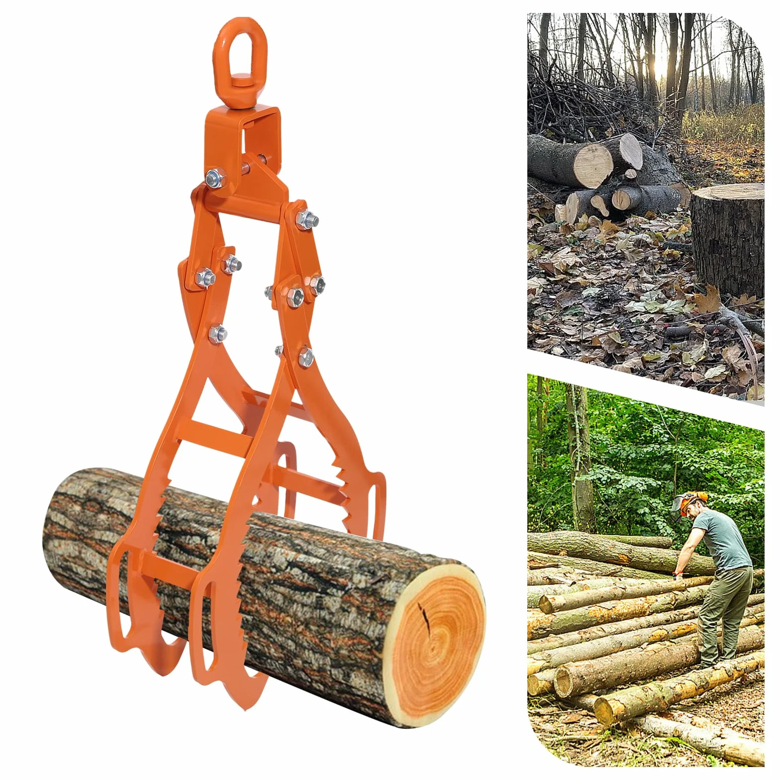 Alicates forestales para troncos de árboles, pinzas de madera de hasta 710 mm, pinzas para madera de acero, capacidad de carga de 1202 kg, alicates de arrastre con 4 mandriles para levantar