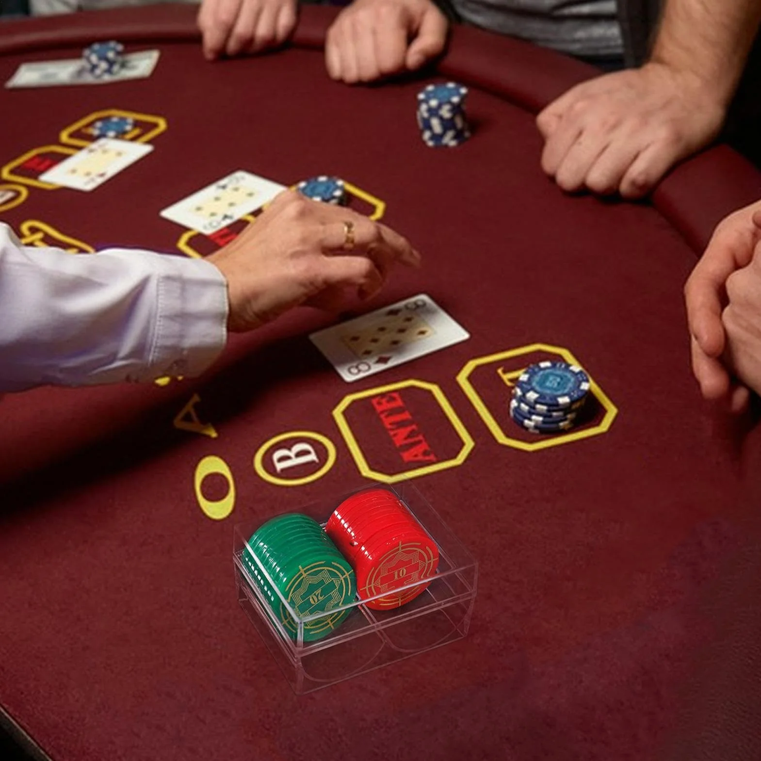 Bandejas de Fichas Acrílicas Transparentes con 2 Ranuras para Poker, Organizador Duradero de 40 Fichas