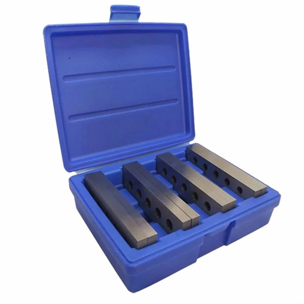 Juego de 4 pares de 4 pares de bloques cuadrados de acero de precisión con agujeros de montaje para diseño de metalurgia