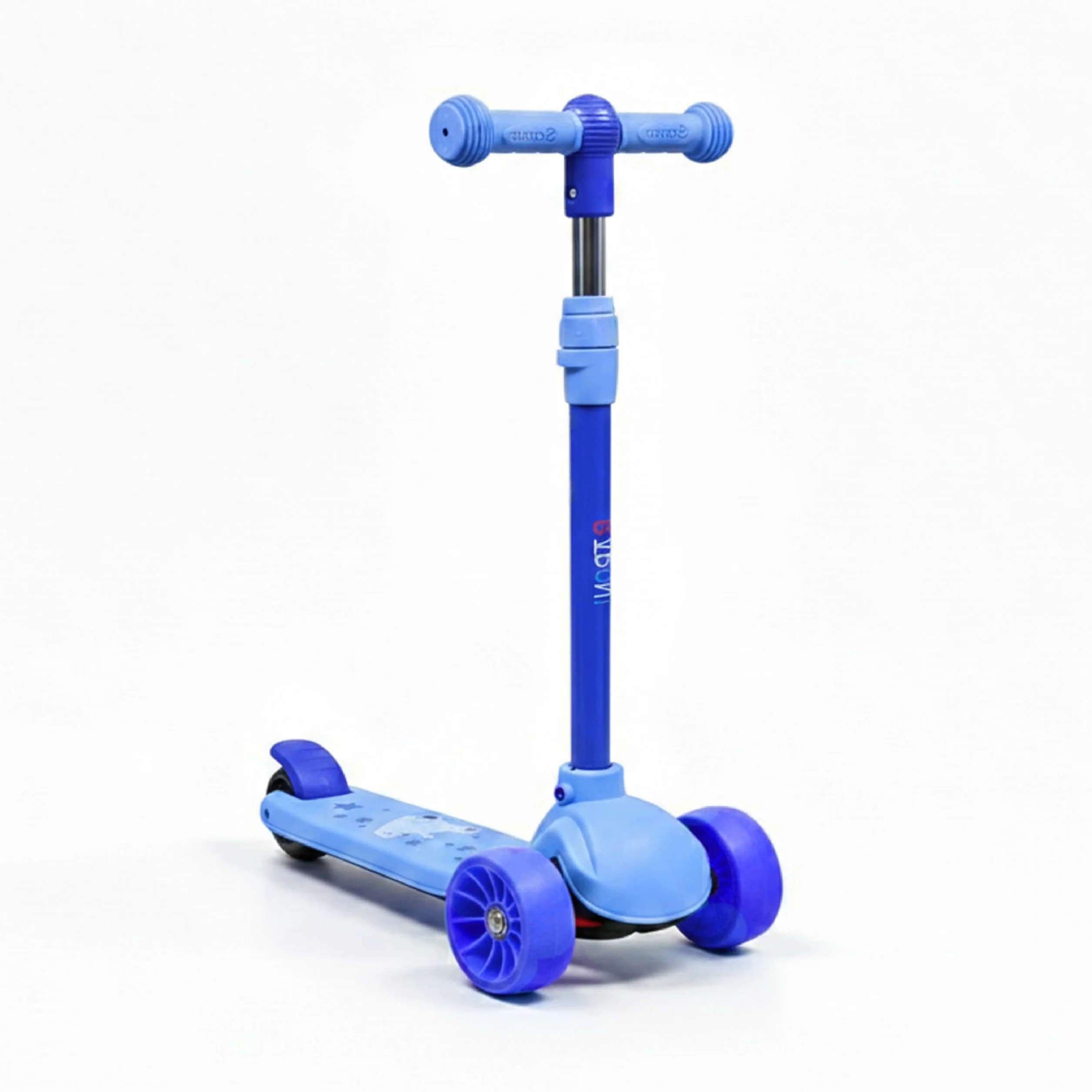 Baroni Toys Patinete 3 Ruedas Niños 3+ Años LED Sin Pilas Manillar Ajustable 3 Alturas Freno Trasero 52x25x81 cm Azul