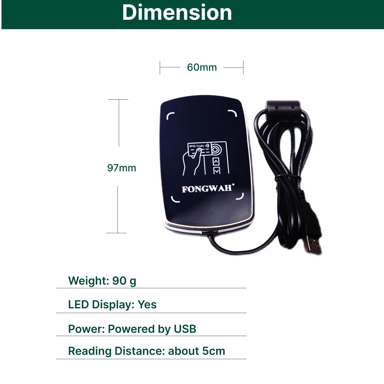 Lector de Tarjetas de identificación e IC RFID Fongwah, emulador de Teclado, 13,56 MHz y 125 KHz, Compatible con ISO 14443A/B, para Tarjetas NFC/S50/S70/Desfire/ID