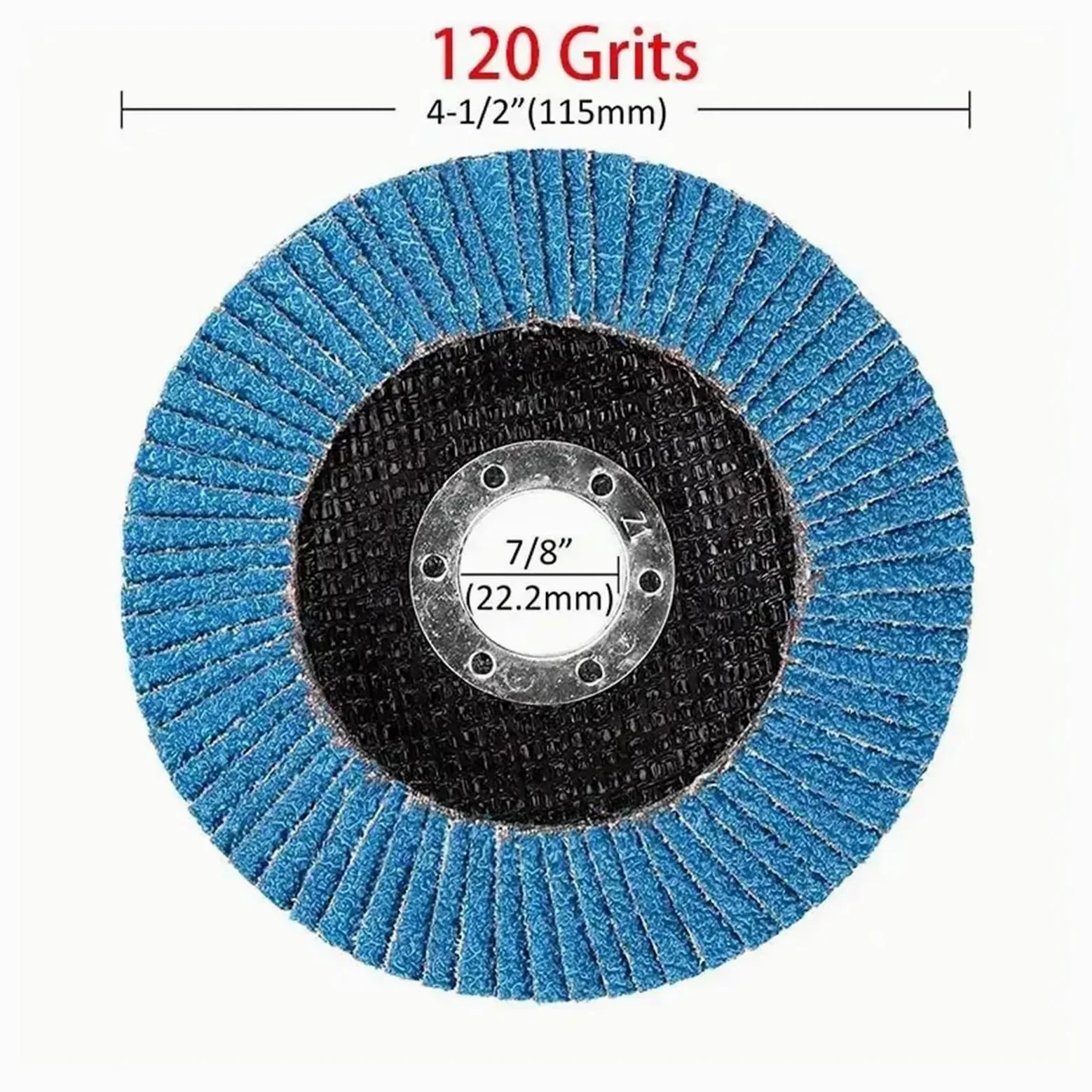 Discos de aleta de grano 40/60/80/120, disco de lijado tipo muela de Zirconia de 4,5 pulgadas for acero inoxidable, chapa de Metal, 1 ud.(120 Grits,Z516B)