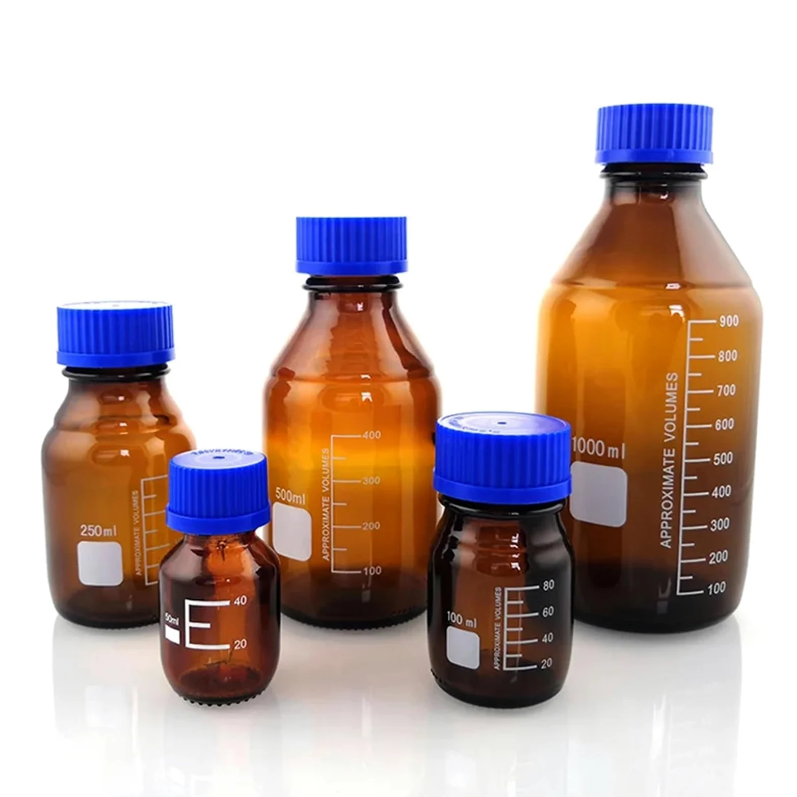 Frasco de vidrio marrón for reactivos y muestras de laboratorio con tapón de rosca, 50-1000 ml (paquete de 9)(1000mL Brown 1pc)