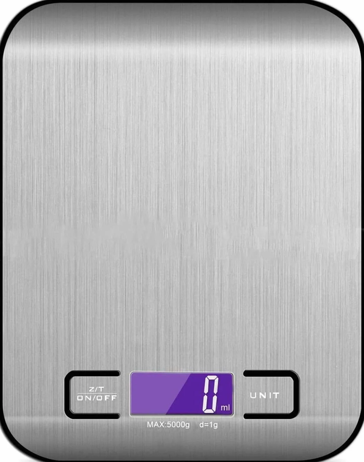 Escalas de pesaje de cocina digital, escalas de cocción de acero inoxidable electrónicas delgadas para hornear hogar/cocina, escalas de pesaje de 5 kg, pantalla LCD, fácil limpia