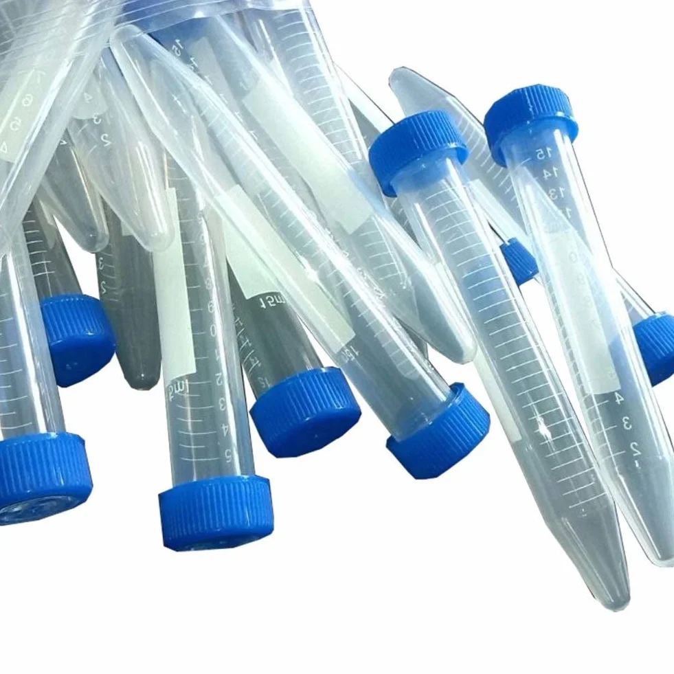 HUAZIZ 20 Piezas 15 ml Tubo de centrifugado de plástico, Tubos de centrífuga cónica para laboratorio