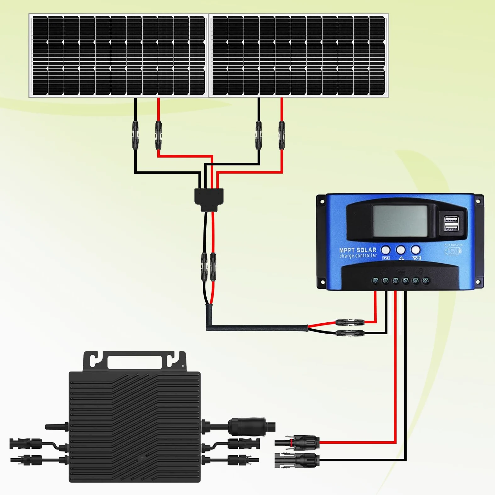 Paquete de 2 conectores solares para paneles solares 2-3-4-6-8, conectores de paneles solares sin herramientas de 10 AWG, divisor de panel solar impermeable, adaptador paralelo de rama de 2 a