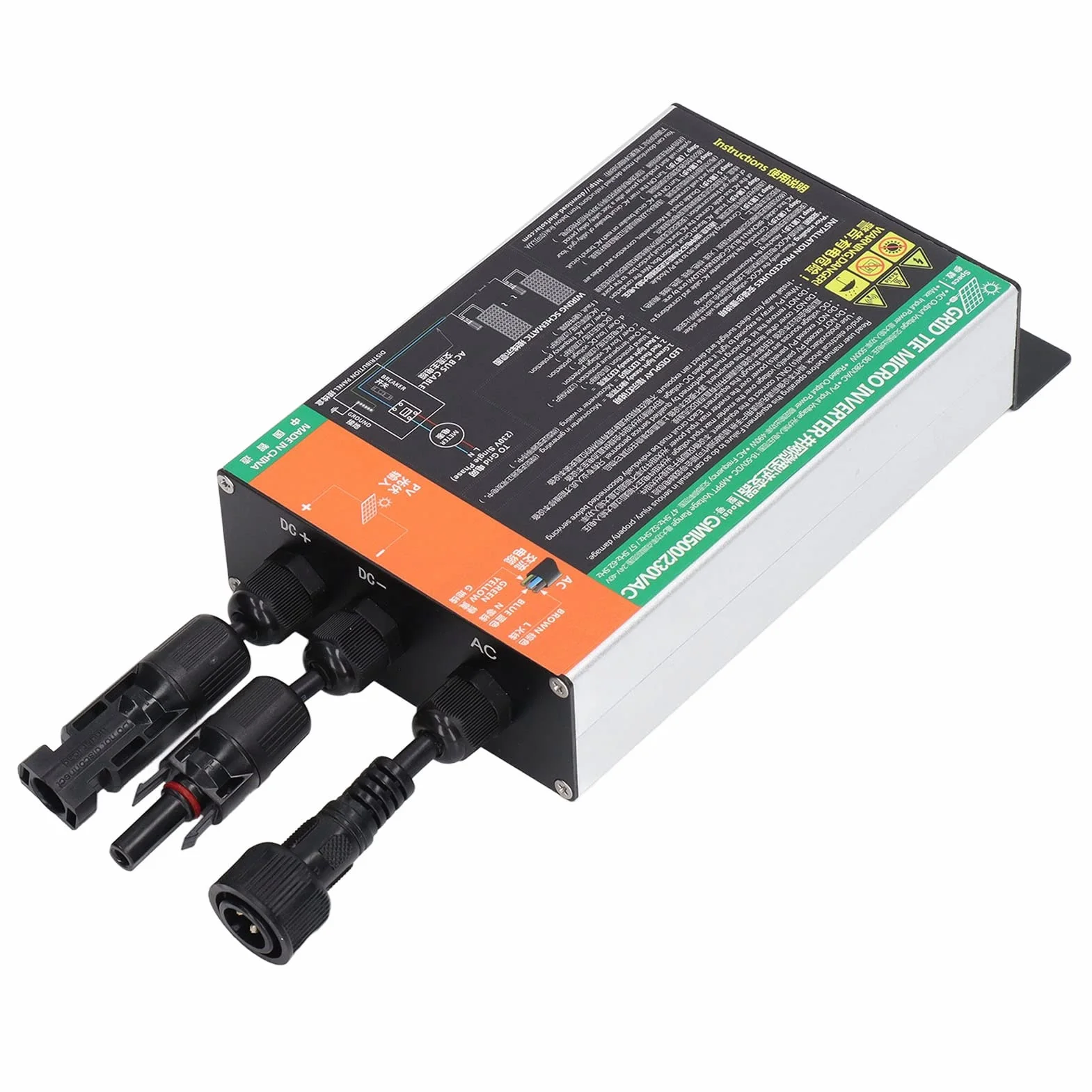 Microinversor Solar, Inversor de Onda Sinusoidal 500W 230V Conectado a la Red de 0,2 a 1,6 KW para Sistemas Solares Pequeños