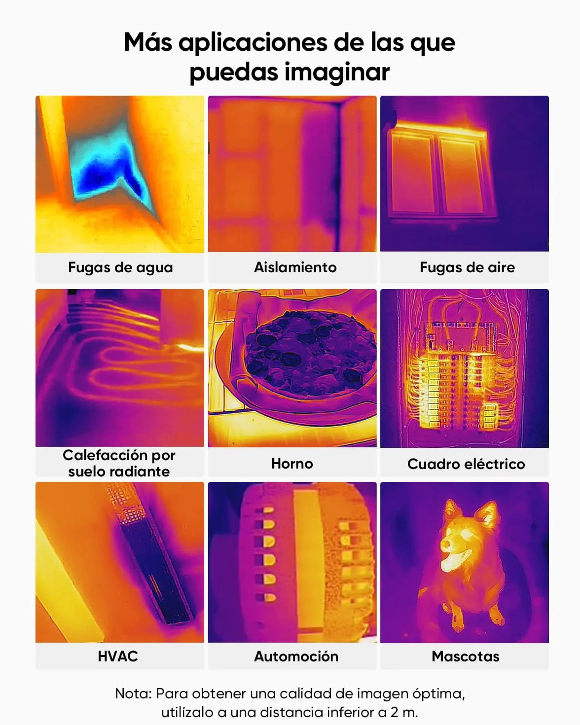 Cámara térmica E02, SuperIR resolución IR 240x240 con la cámara visible, cámara termográfica de mano con puntero láser, frecuencia de imagen de 20 Hz, -20 °C a 400 °C