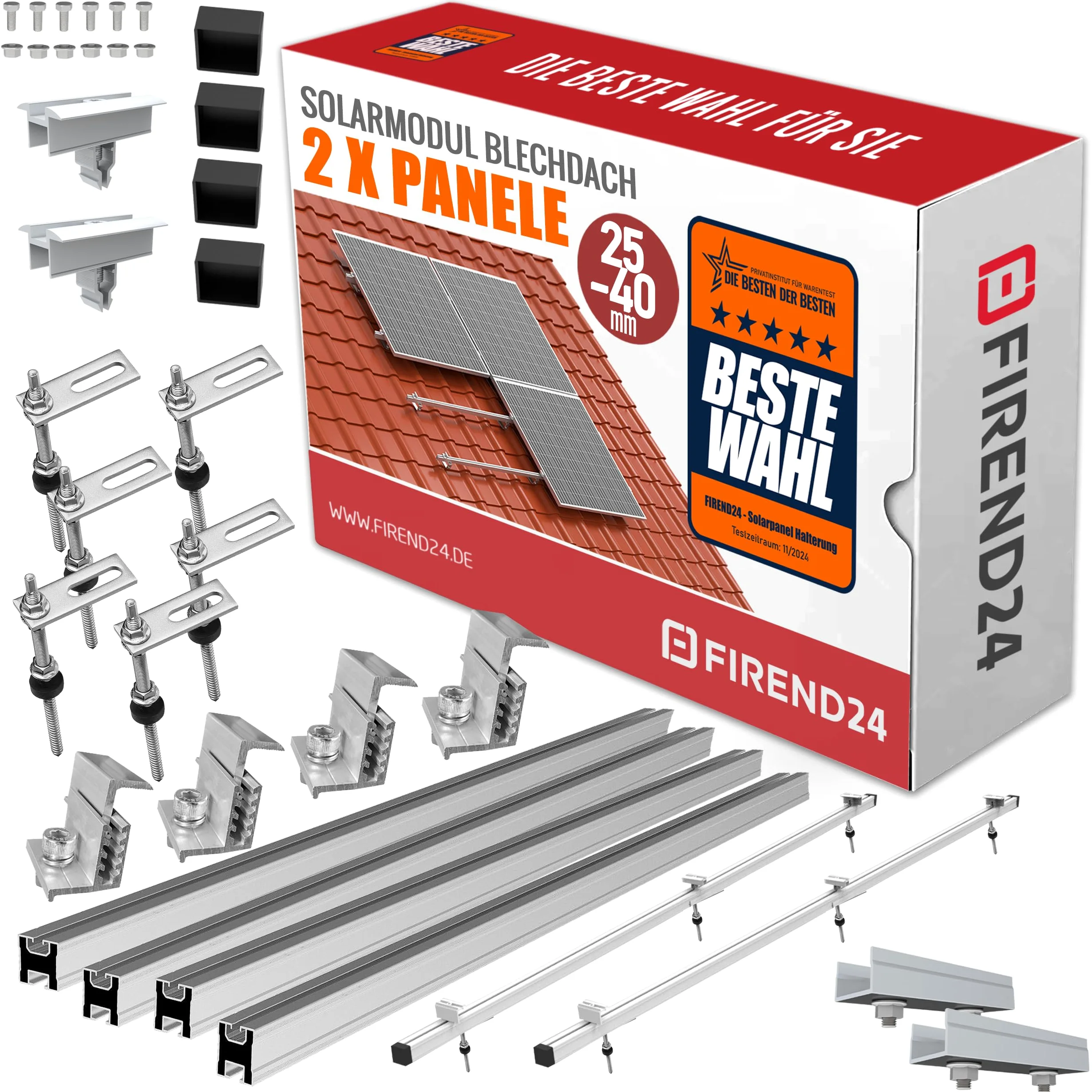 Juego de 2 soportes fotovoltaicos fotovoltaicos para panel solar con montaje en techo de chapa, tornillos de bastón, kit de montaje para paneles solares, 2 juegos de hardware de instalación completa