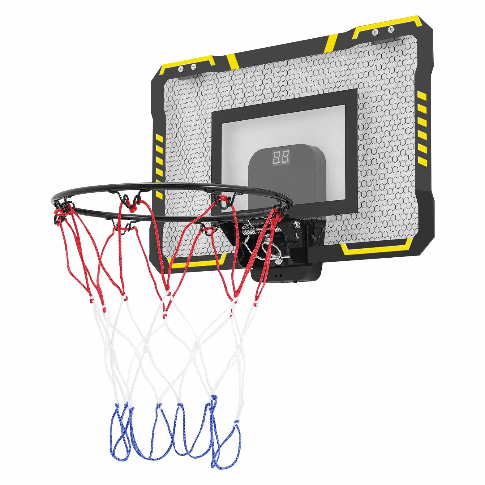 Mini canasta de baloncesto interior para niños con indicador, 2 pelotas, bomba, juguete deportivo, negro
