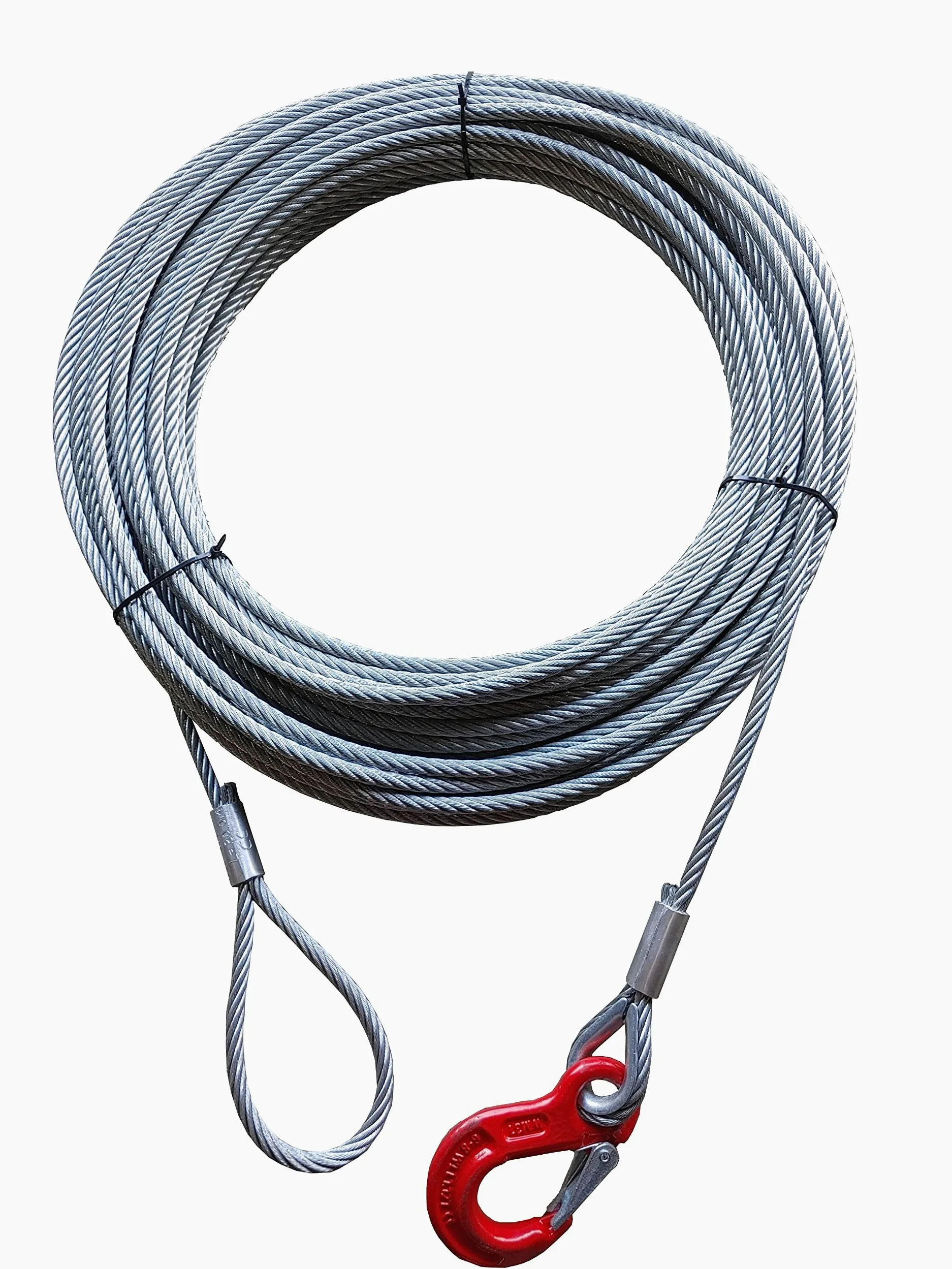Cuerda forestal de 10 mm – Gancho – Ojal capacidad de carga: 1000 kg NL = 10 m, Cable de Acero, Guardacabos, ganchos de carga, gancho de construcción, cuerda forestal, cuerda de palanca de alambre