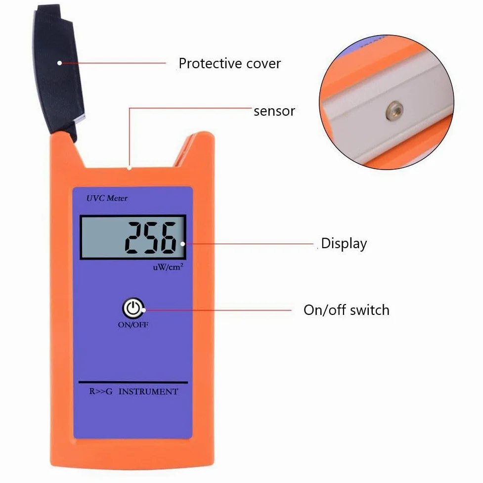 Medidor de luz UVC, probador de radiación UV, medidor digital UVC, rango de 220-280 nm, pantalla LCD, herramienta de medición precisa de lámpara de reptil