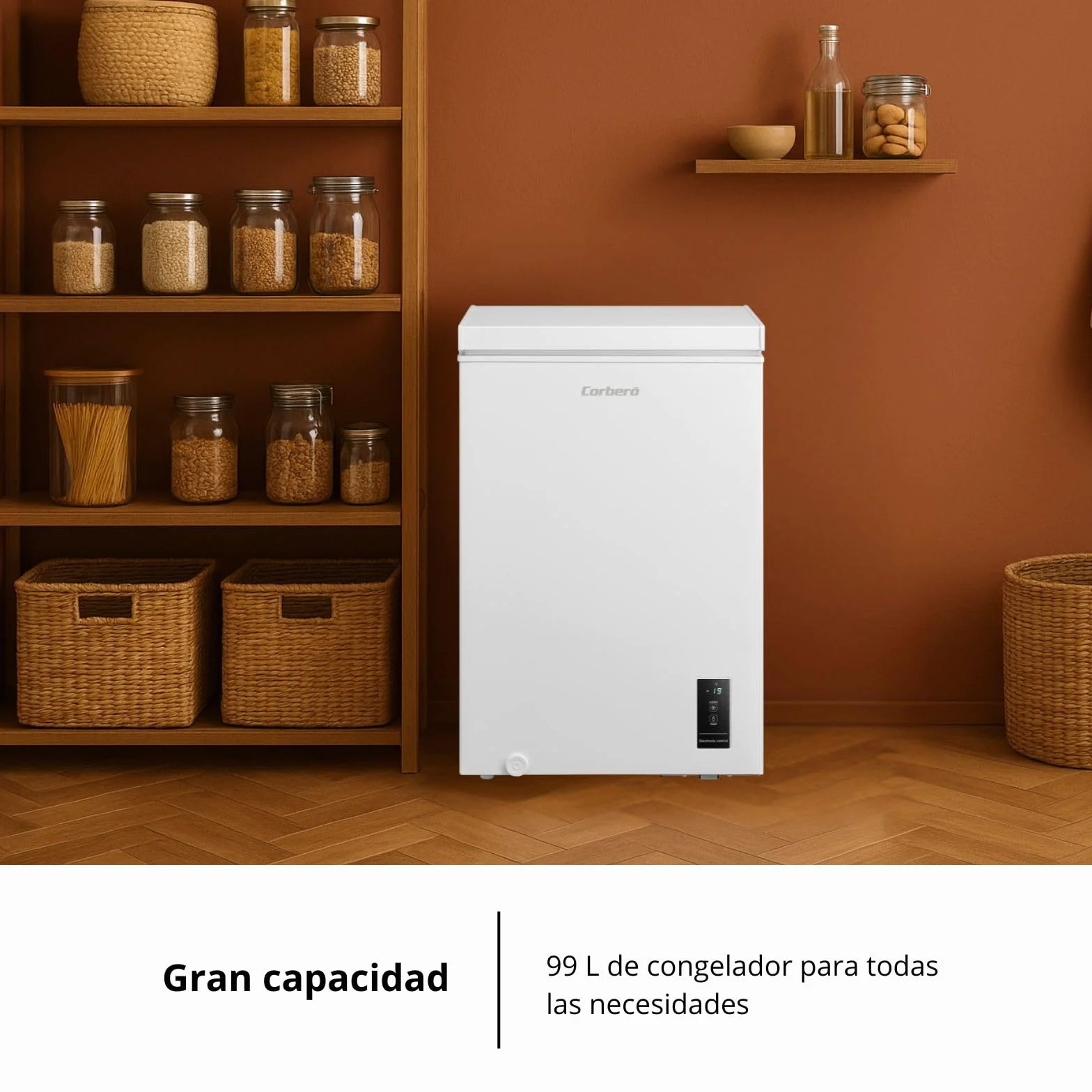 Corberó Arcón Congelador CCHM1006M 99L 54,7cm x 84,9cm Blanco Sistema Dual Súper Congelación