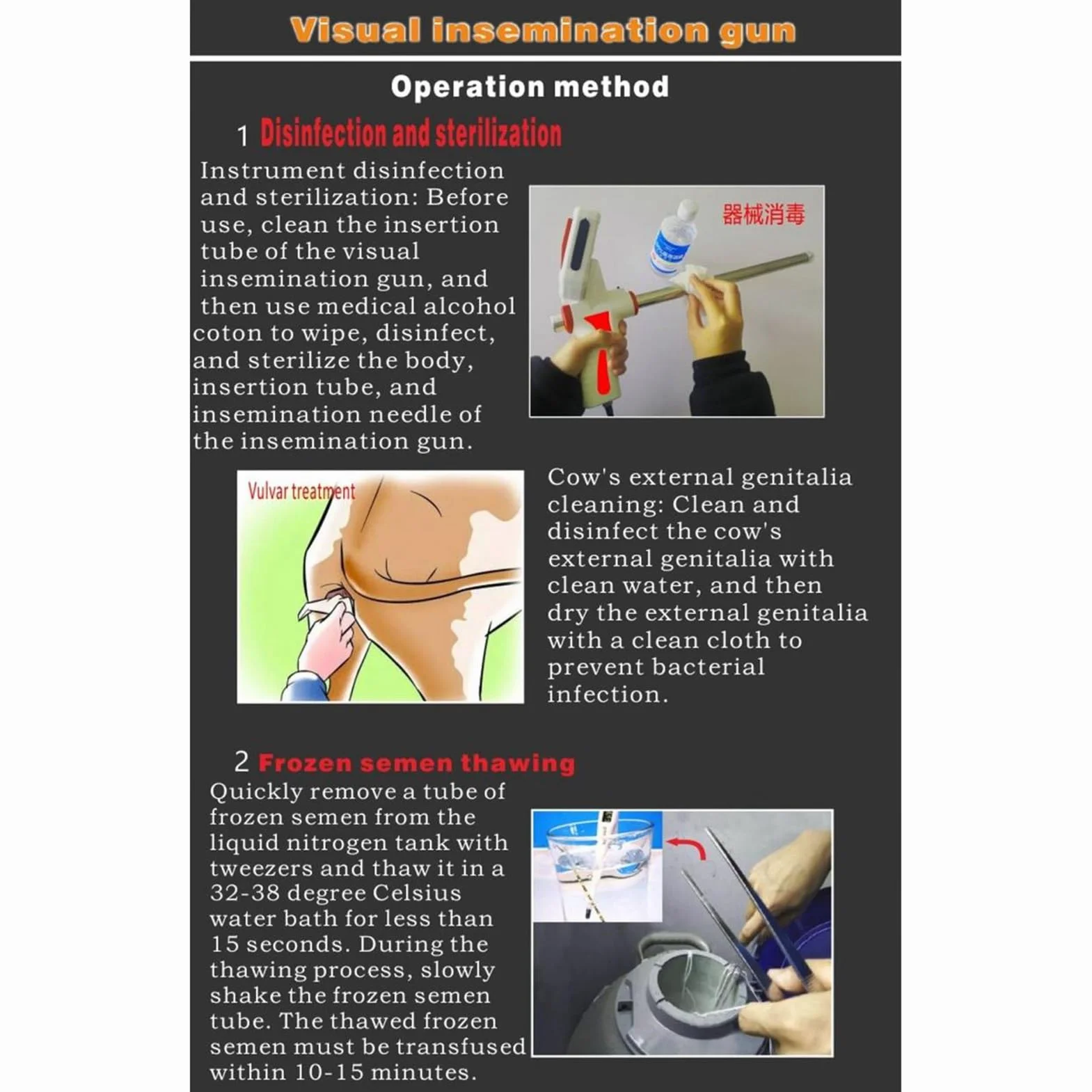 Pistola de Inseminación Artificial, Kit de Inseminación Animal, Carcasa de ABS, Herramienta de Inseminación Artificial para Animales, Enchufe de la UE 100-240 V