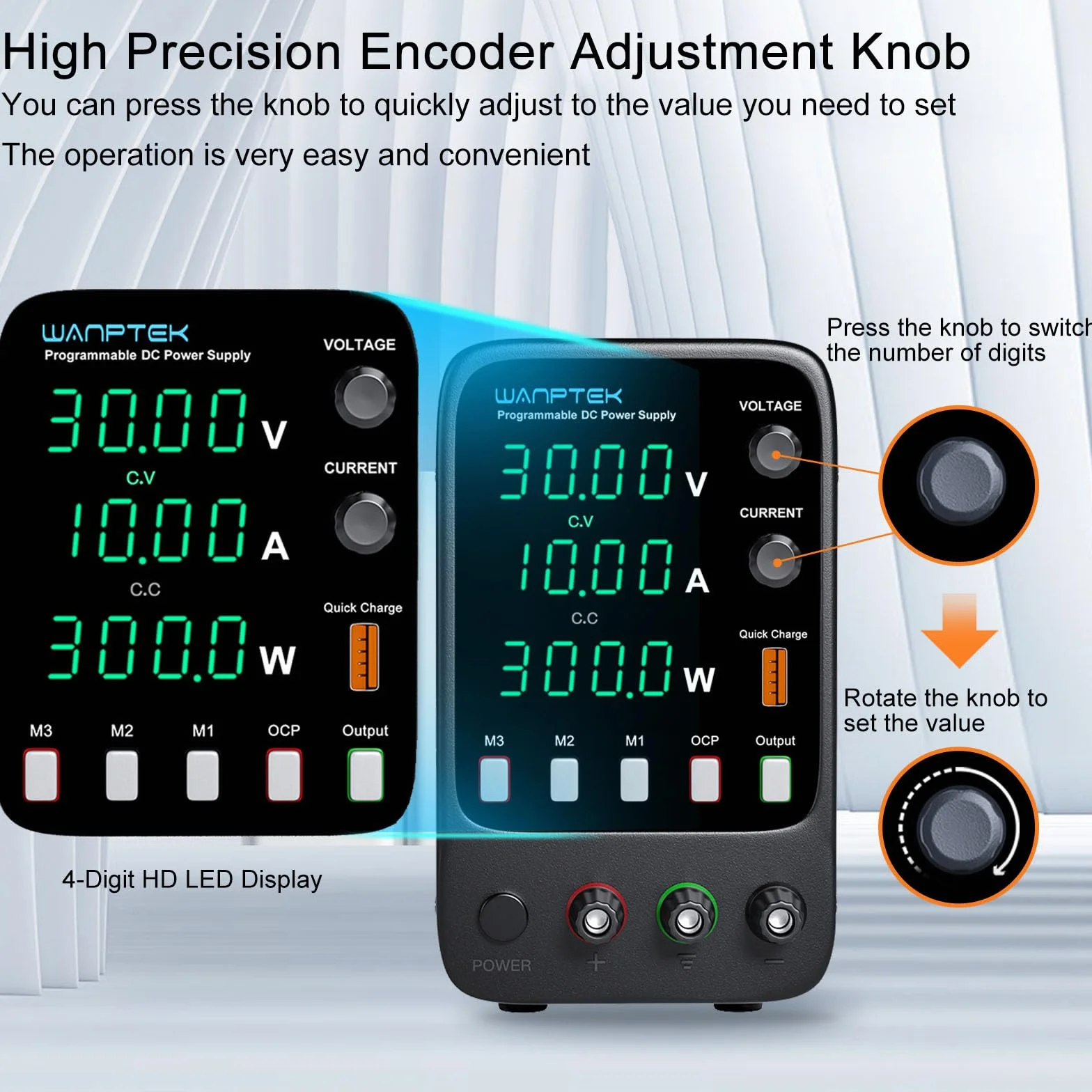 Fuente de alimentación de Regulable 30V 10A, Fuente Alimentacion de Laboratorio con 3 Grupos de Almacenamiento de Datos/Protección OCP/Pantalla LED de 4 Dígitos