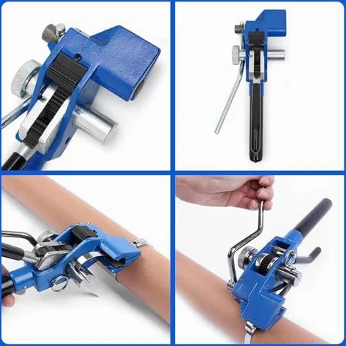 Tensor de fleje de acero inoxidable con crimpadora de corte, herramientas de flejado de acero para agrupar cables, tuberías, carteles, postes eléctricos, compatible con correas de embalaje de 4,6 mm a