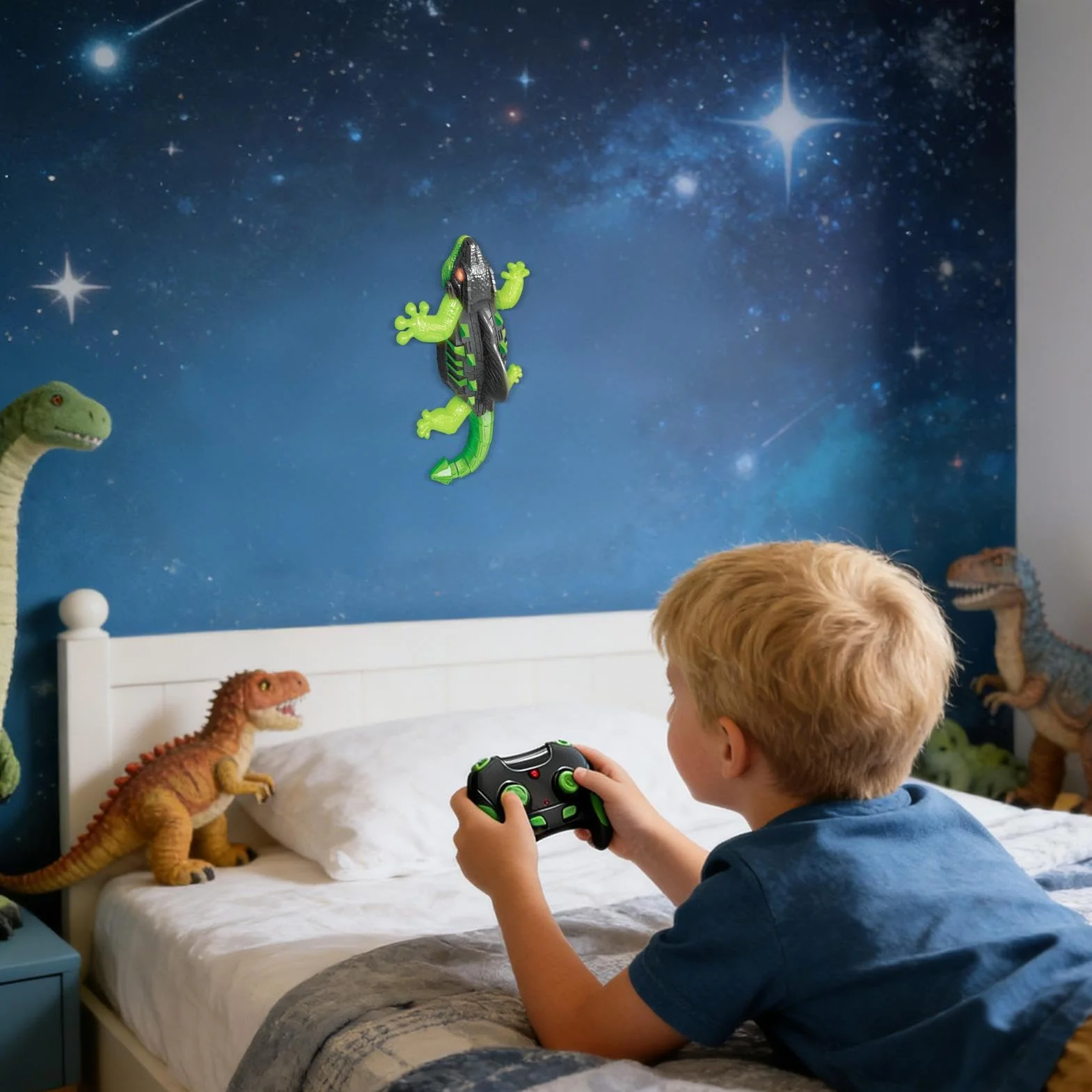 Gecko Radio Control Trepador Paredes Movimientos Realistas Led Luminosos Regalos Niños 3+ Años