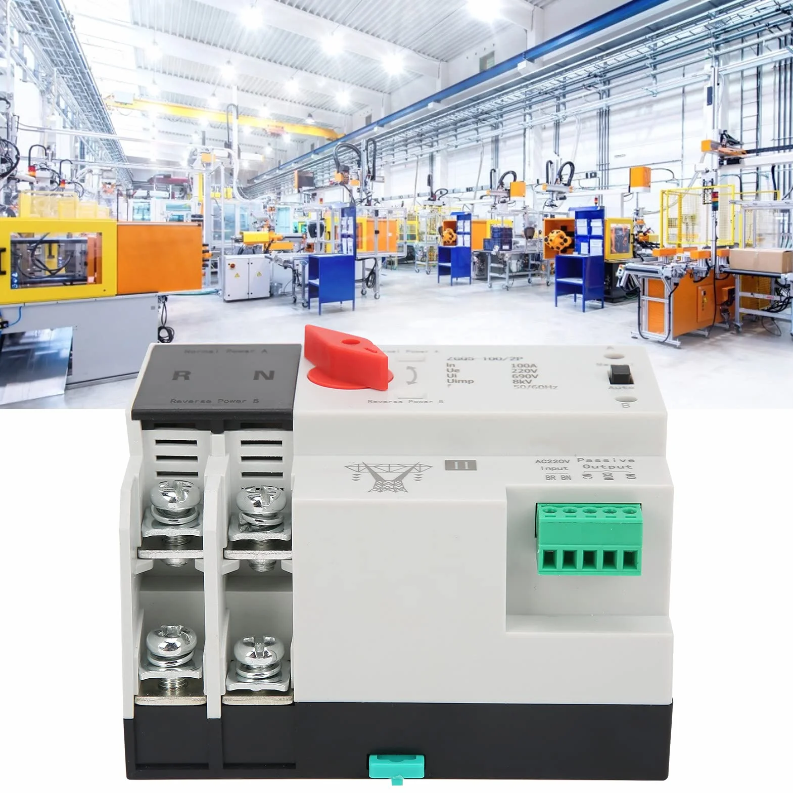 Interruptor de Transferencia, Interruptor de Transferencia Automática de Doble Potencia, ZGQ5-100/2P 220V Controlador de Interruptor de Transferencia Ininterrumpida de 2 Vías