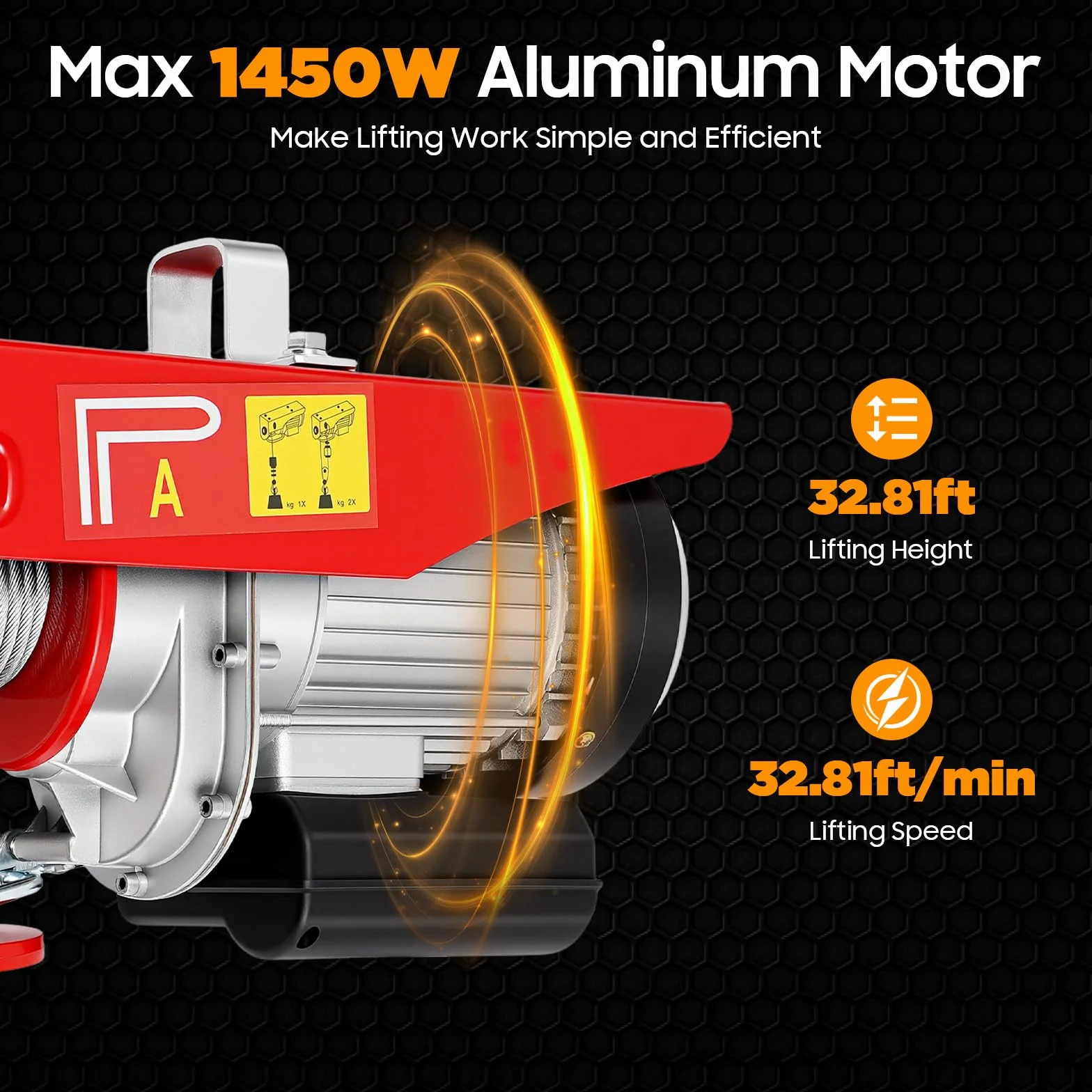 Elevador eléctrico eléctrico para grúa, cabrestante eléctrico, cabrestante de motor, 1300 W, polipasto de cable, cabrestante grúa motor de cobre, polea de hasta 800 kg