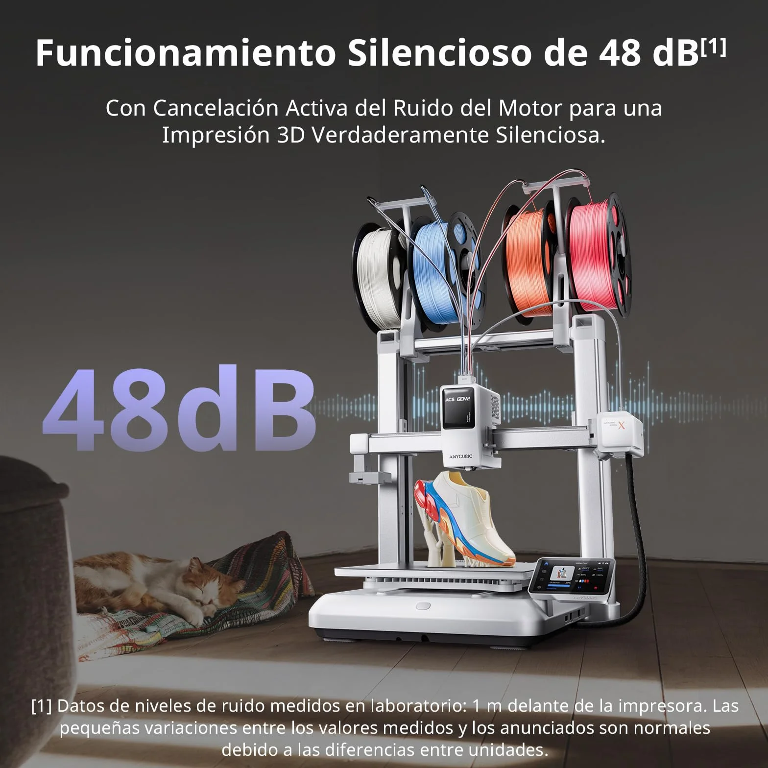 Anycubic Kobra X Impresora 3D, Impresión a 600 mm/s, Fuerza de Extrusión Adaptativa para Imprimir con Filamentos Blandos y Duros, Impresión Inteligente a Distancia, Impresión en 4 Colores