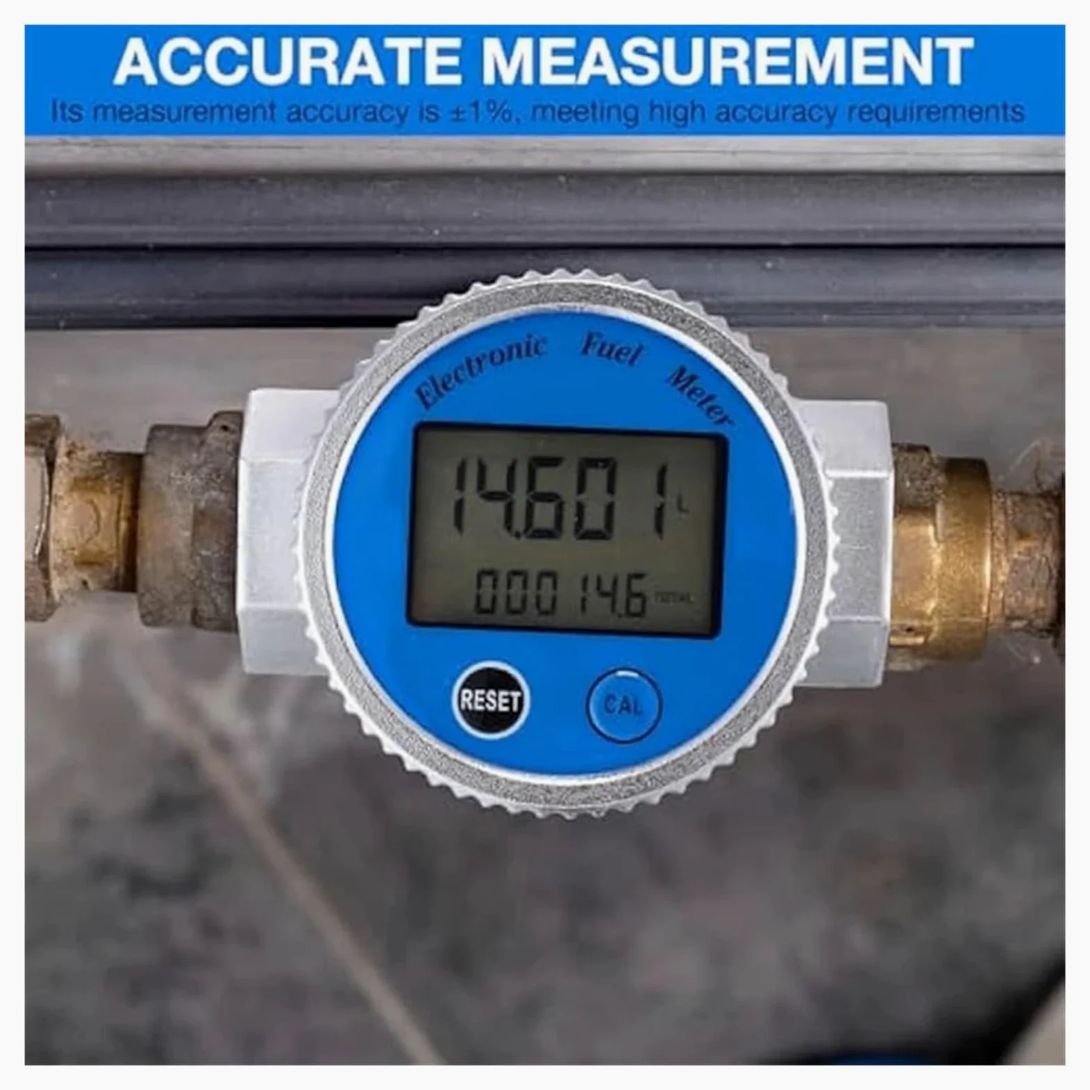 Medidor de flujo digital 2 piezas, medidor agua con rosca NPT 1 pulgada, combustible, y gas, for gasolina
