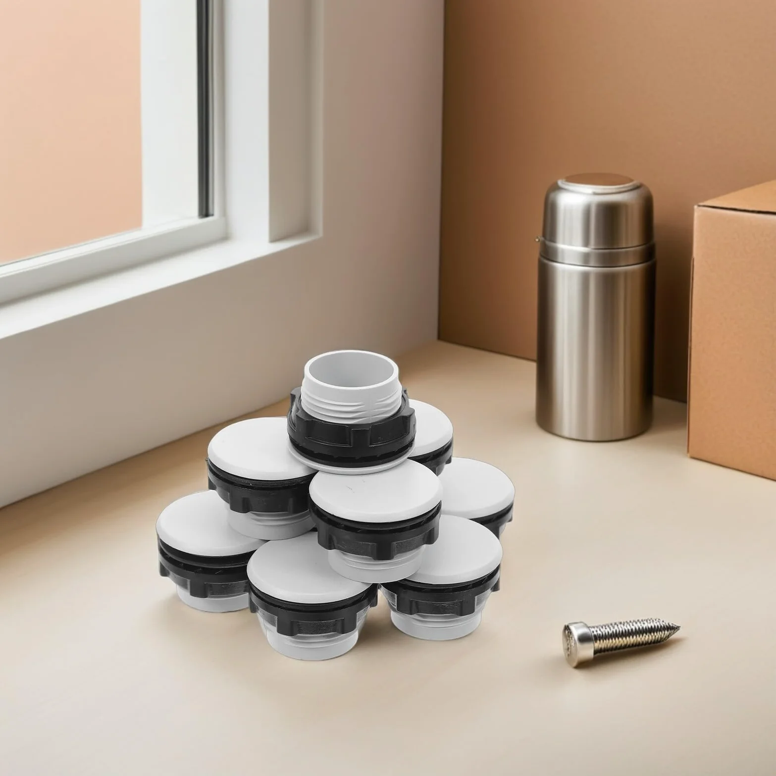Veemoon Tapones para Panel Eléctrico 22mm Gris, Protector Botón Pulsador Plástico, 50 Unidades
