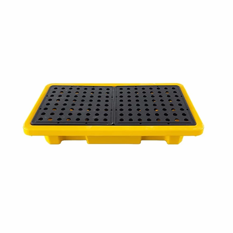 Bandeja de Retención Antifugas con Rejilla, Plataforma de Contención para Aceite, Productos Químicos y Líquidos, Bandeja Retención Secundaria Resistente para Taller e Industria,2 pcs,65.5x36x12cm