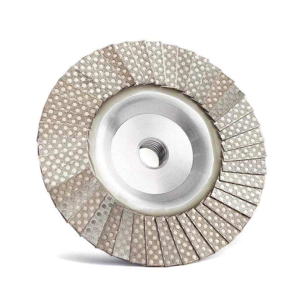 Disco de aleta de diamante 4 pulgadas M14 o 5/8-11 Adaptador de metal de rosca Disco de aleta de muela de esmerilado electrochapado de diamante Herramienta abrasiva, M14,60