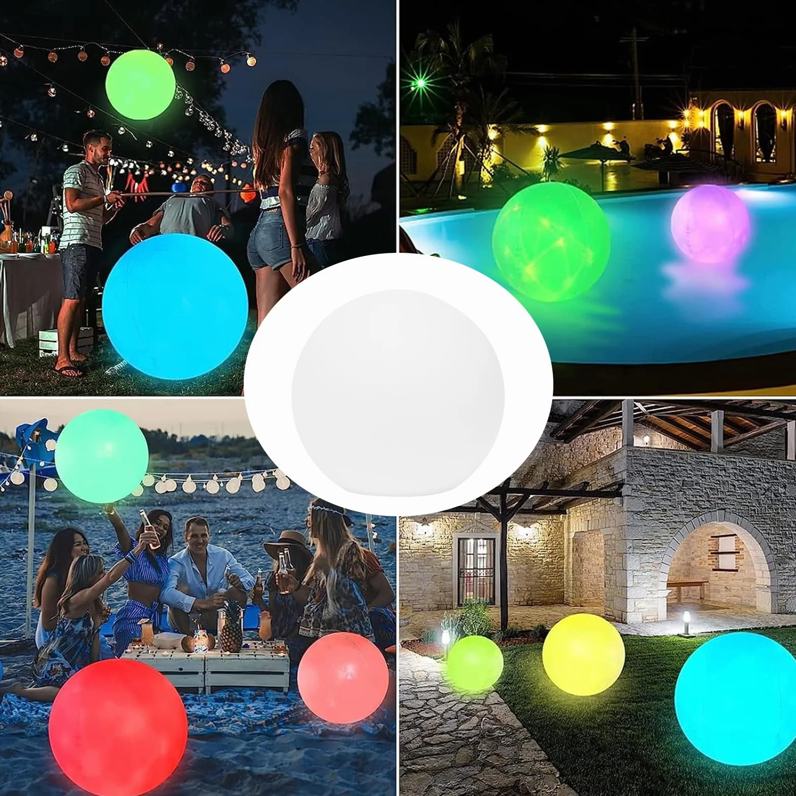 DAZZTIME Pelota Gigante Hinchable LED 2 Piezas Luz de Piscina Juegos de Agua