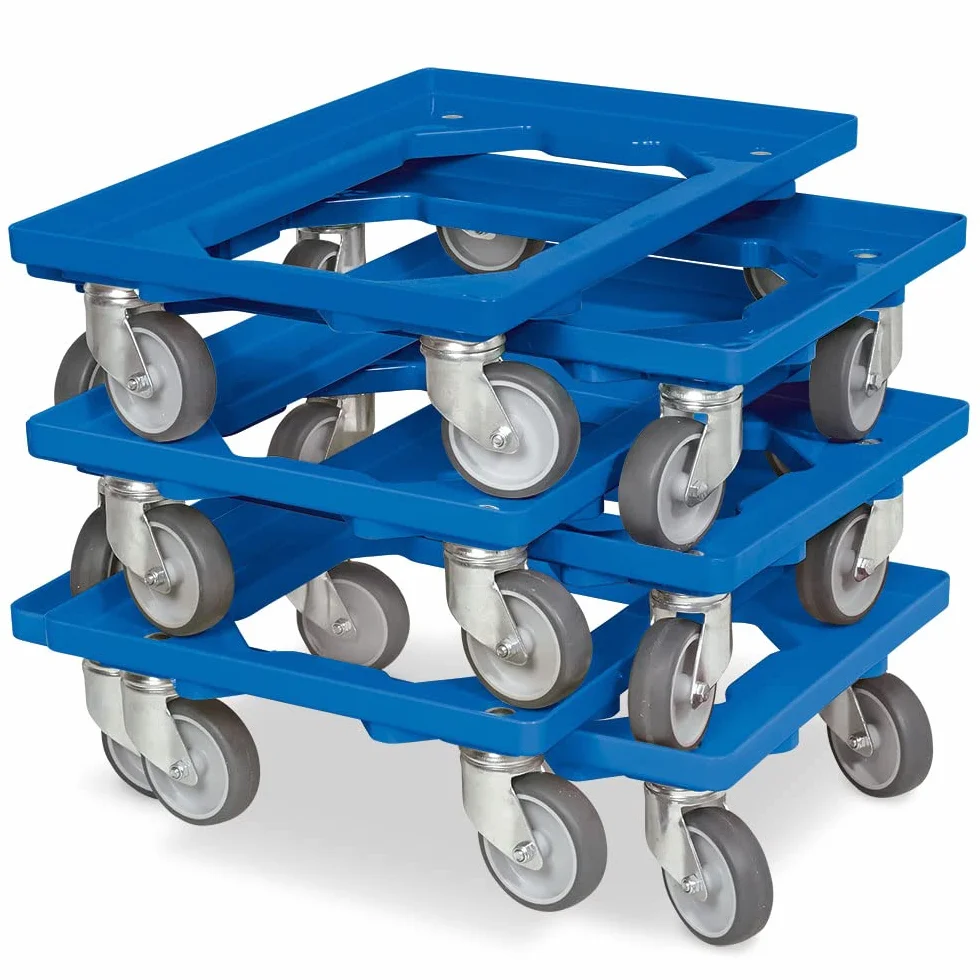 BRB 6 ruedas logísticas para cajas de 600 x 400 mm, capacidad de carga de 250 kg (azul)