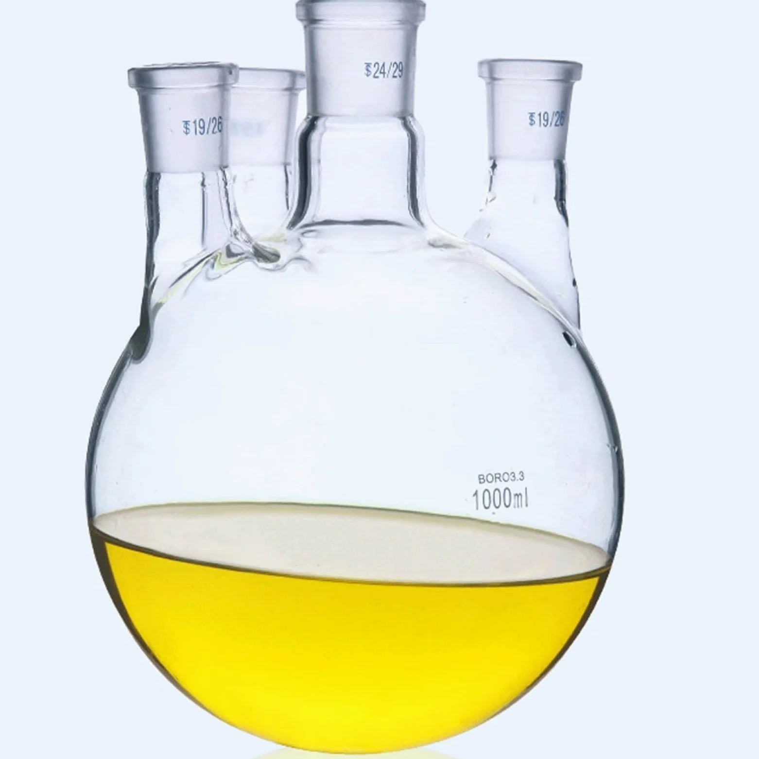 Matraz de vidrio para laboratorio, Matraz de reacción de vidrio de 4 cuellos for laboratorio, varios tamaños(1000ml 24 24 24 14)
