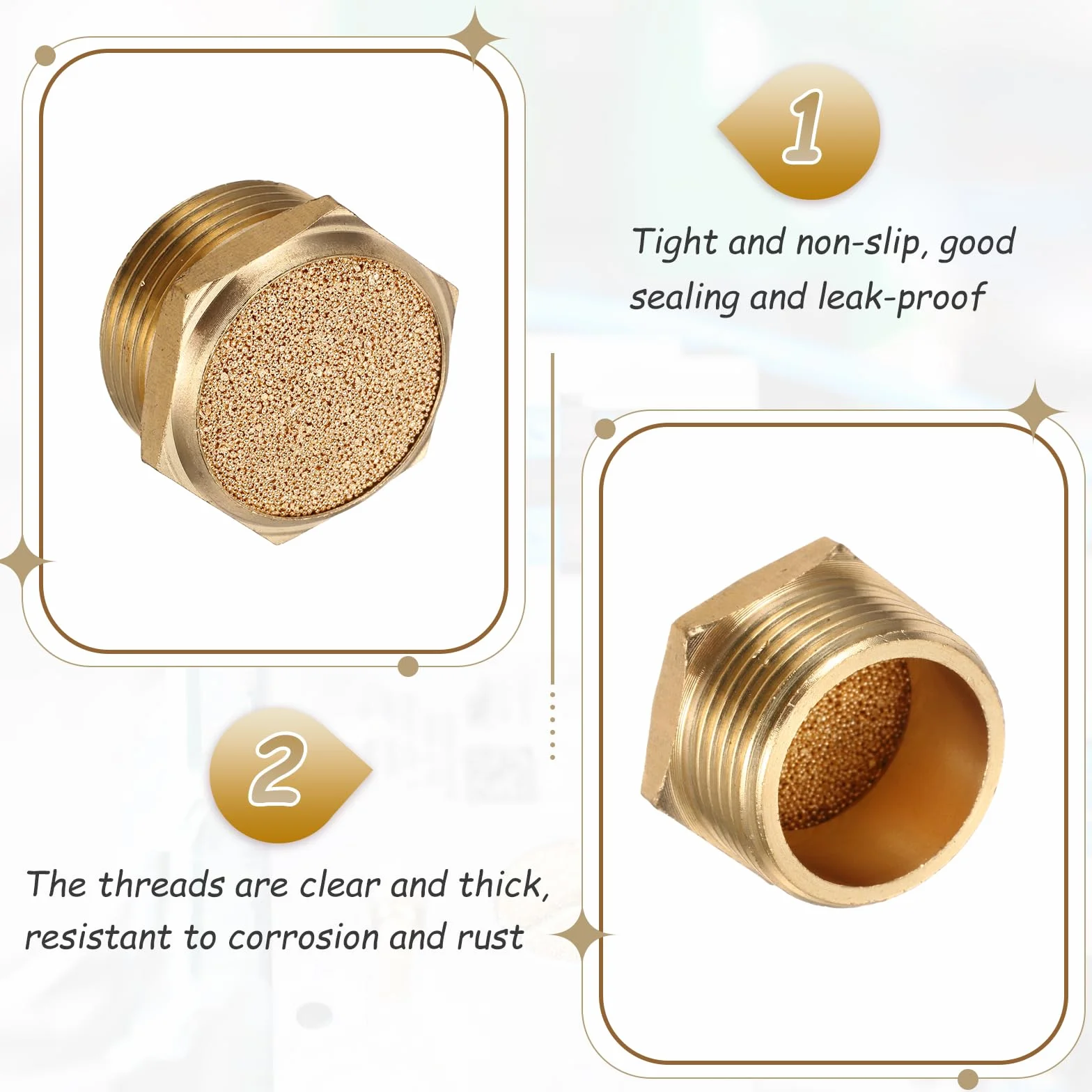 QUARKZMAN 2PCS G 3/4" Silenciador De Escape Neumático De Bronce Sinterizado