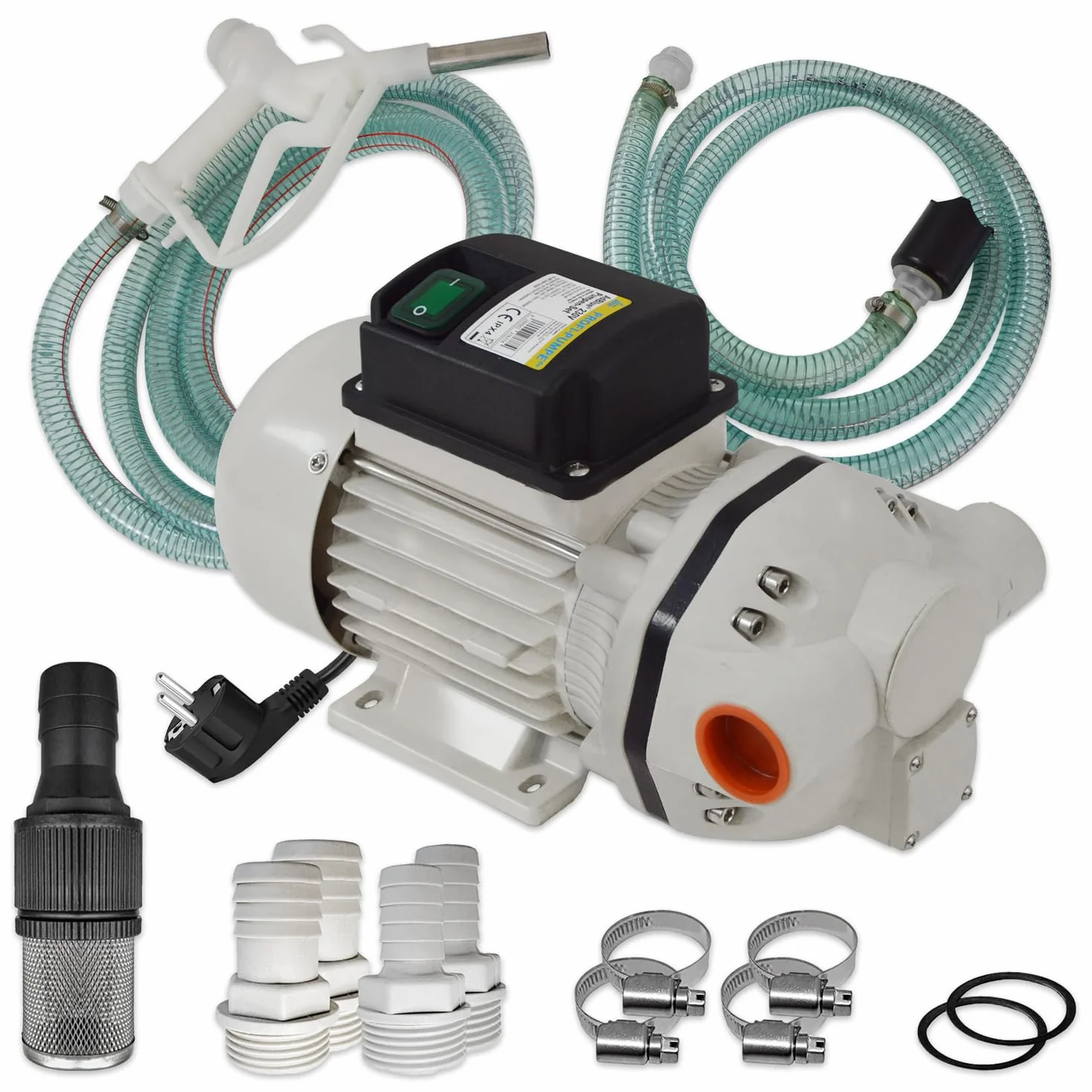 AdBlue - Bomba de urea 230 V, manguera de aspiración y presión, pistola de grifo y accesorios, motor eléctrico de desarrollo de cobre